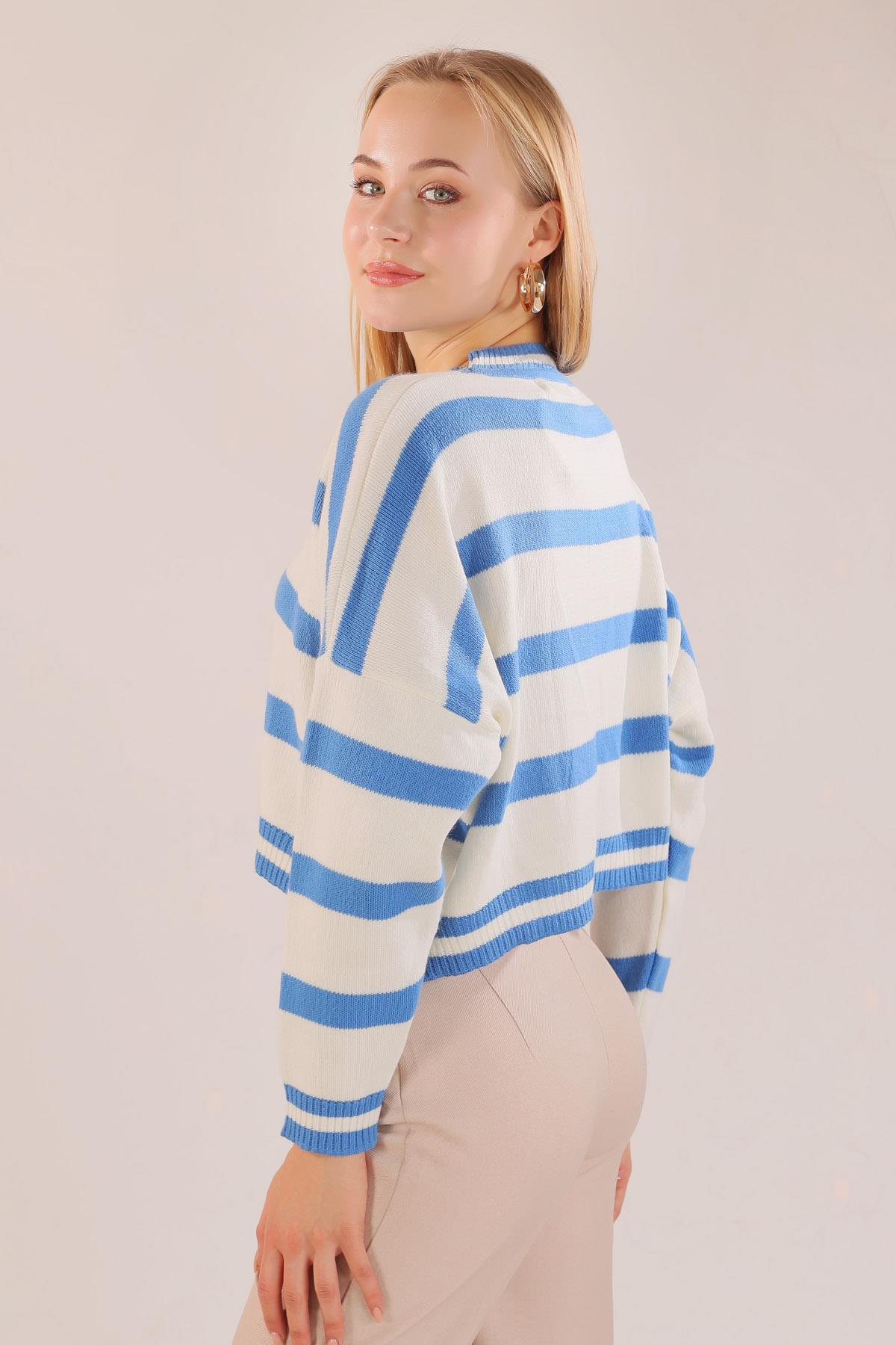 6016 Bisiklet Yaka Kazak İndigo - 8