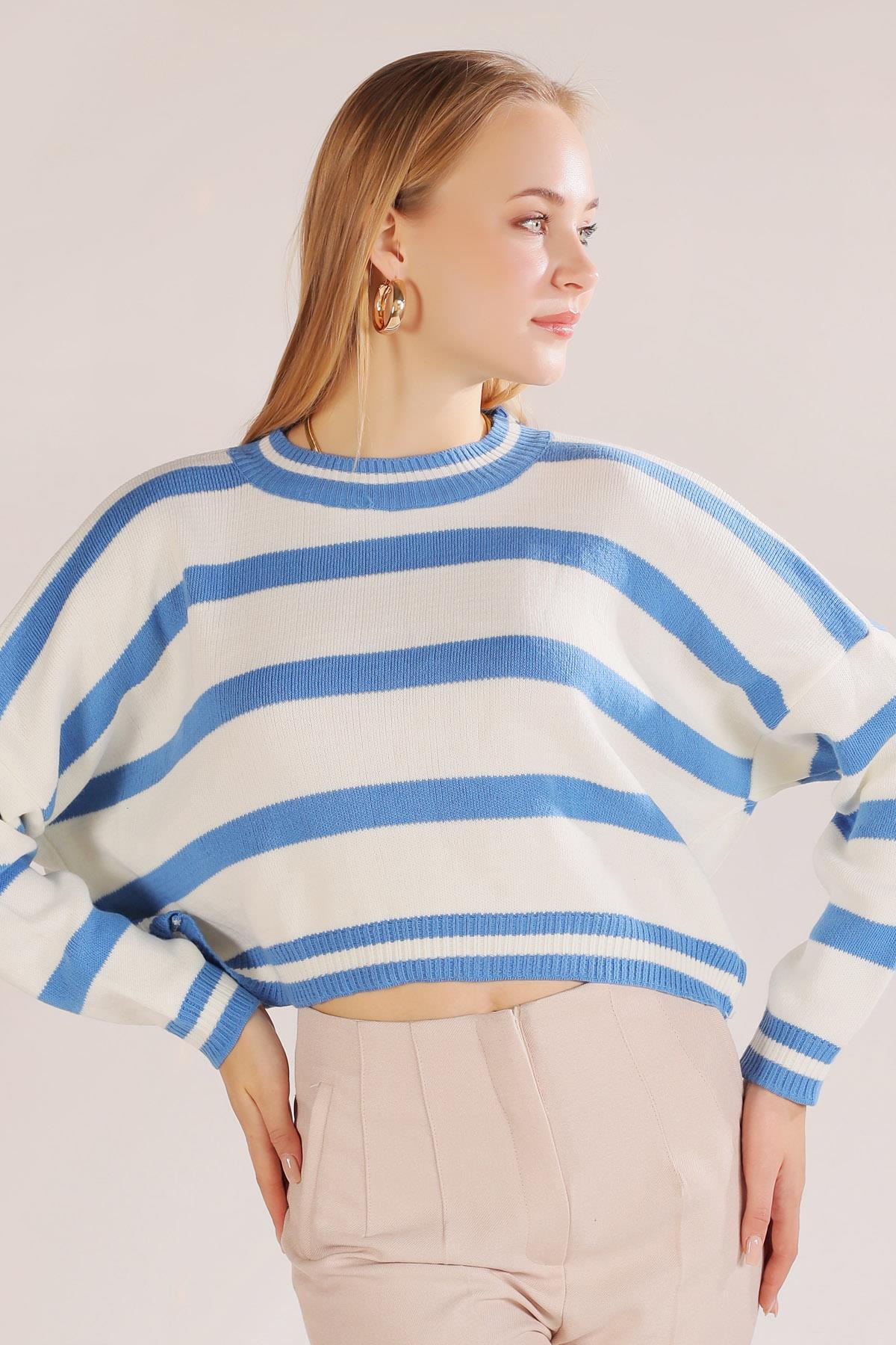 6016 Bisiklet Yaka Kazak İndigo - 4