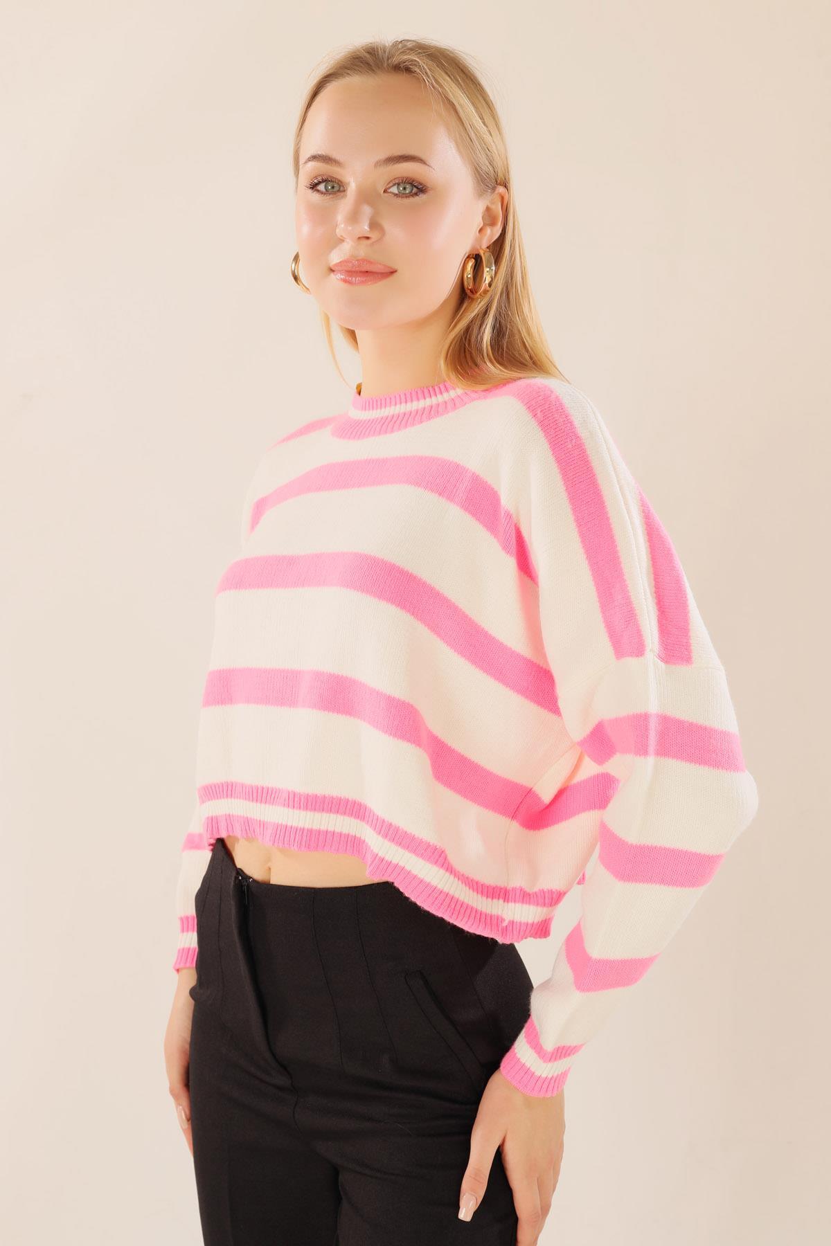 Pembe Bisiklet Yaka Kazak 6016 