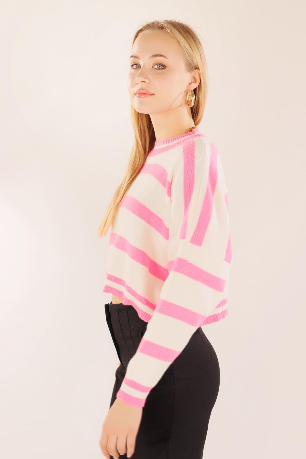 6016 Bisiklet Yaka Kazak Pembe - 5