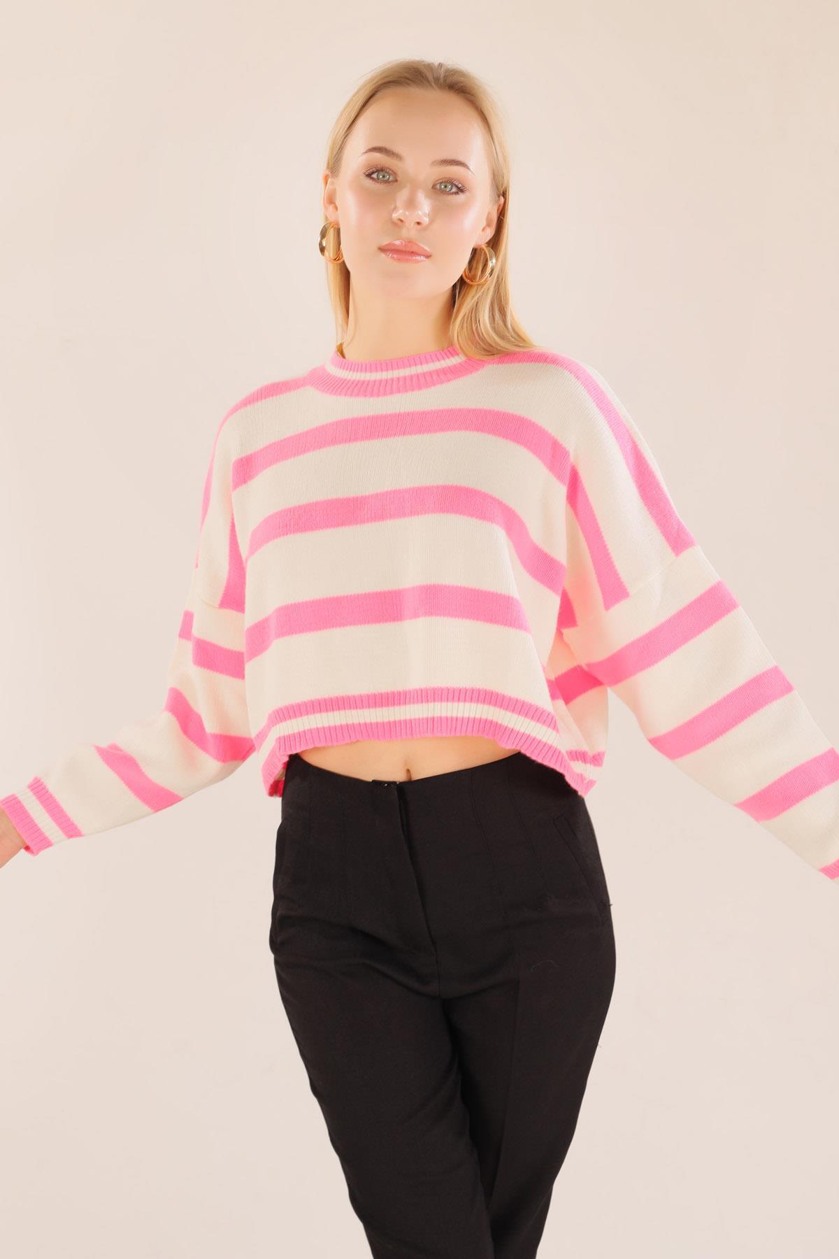 Pembe Bisiklet Yaka Kazak 6016 - 2