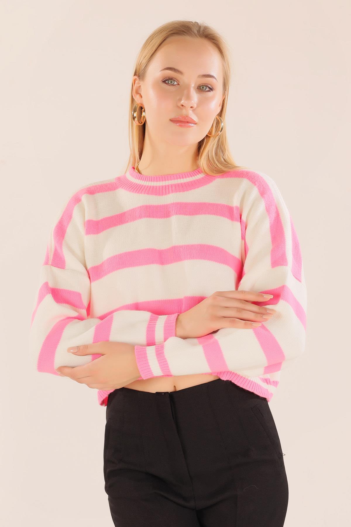 Pembe Bisiklet Yaka Kazak 6016 - 3