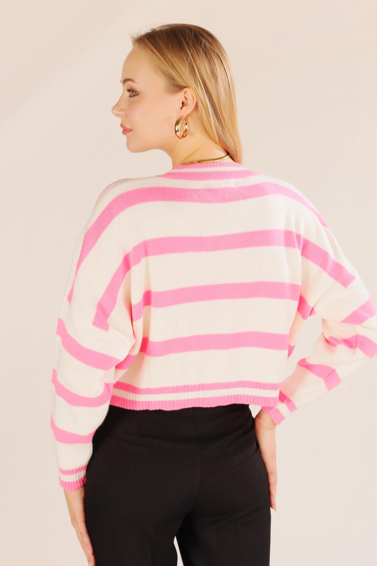 Pembe Bisiklet Yaka Kazak 6016 - 4