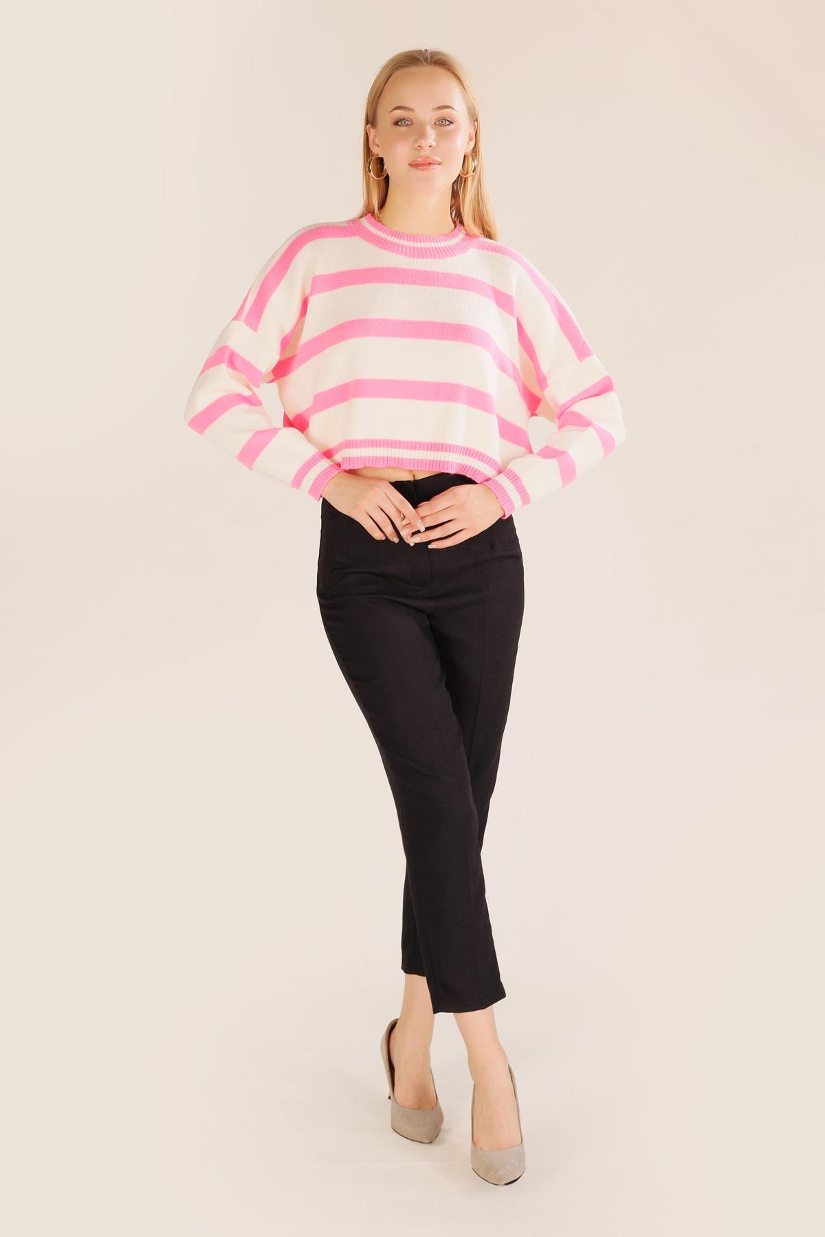 Pembe Bisiklet Yaka Kazak 6016 - 6