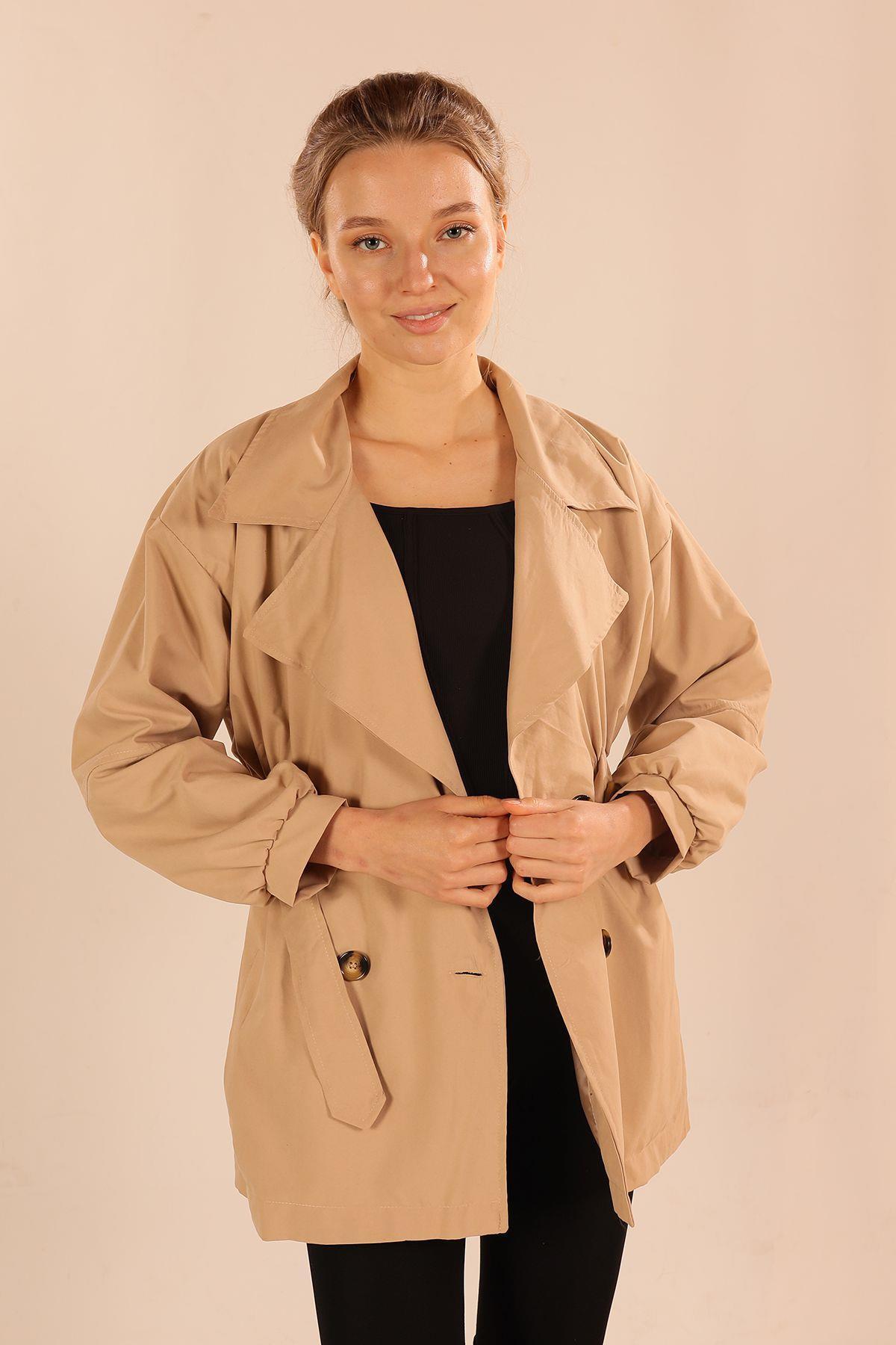 60348 Kemer Detay Trençkot Taş - 7