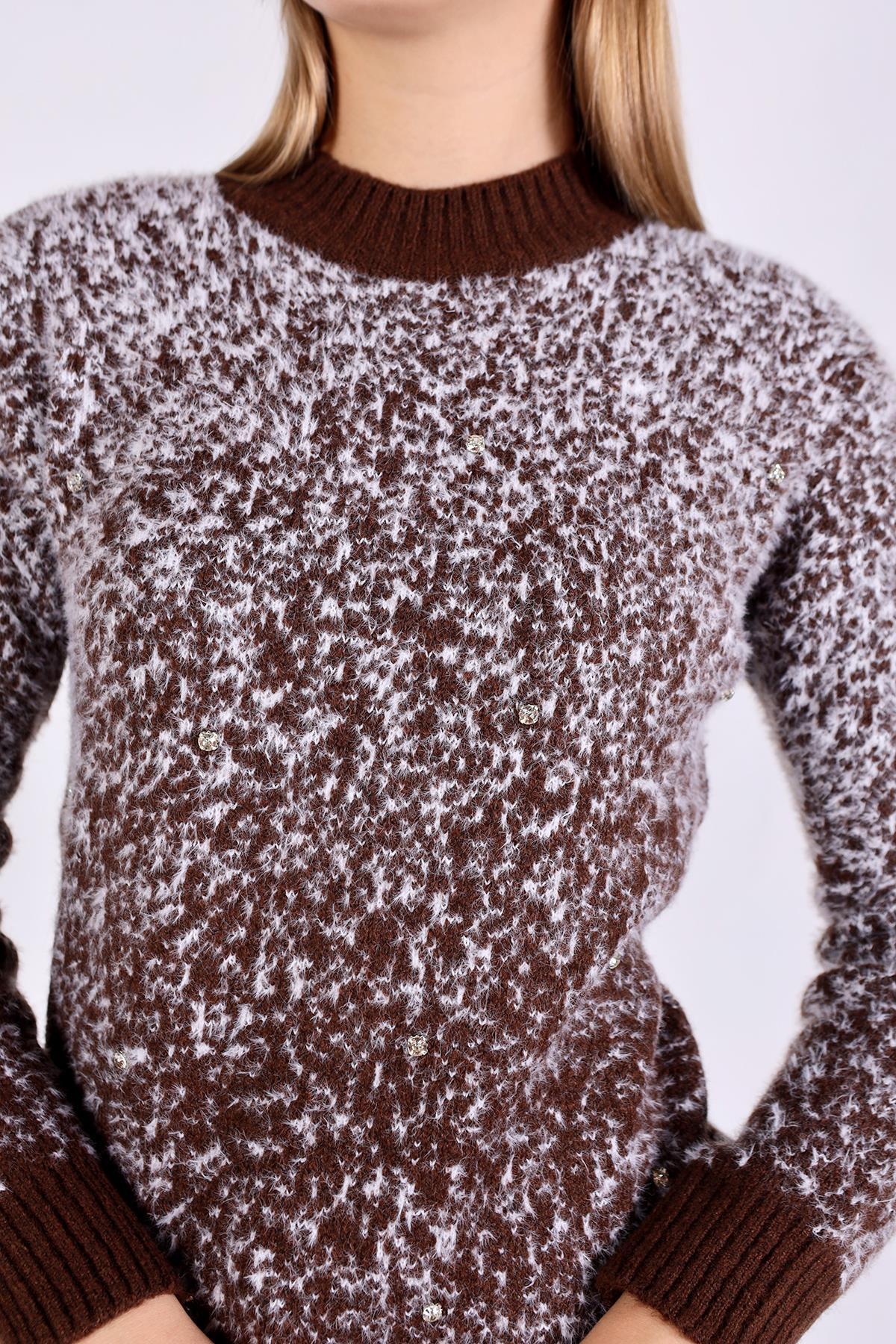 604 İnci Detay Kazak Acı Kahve - 7