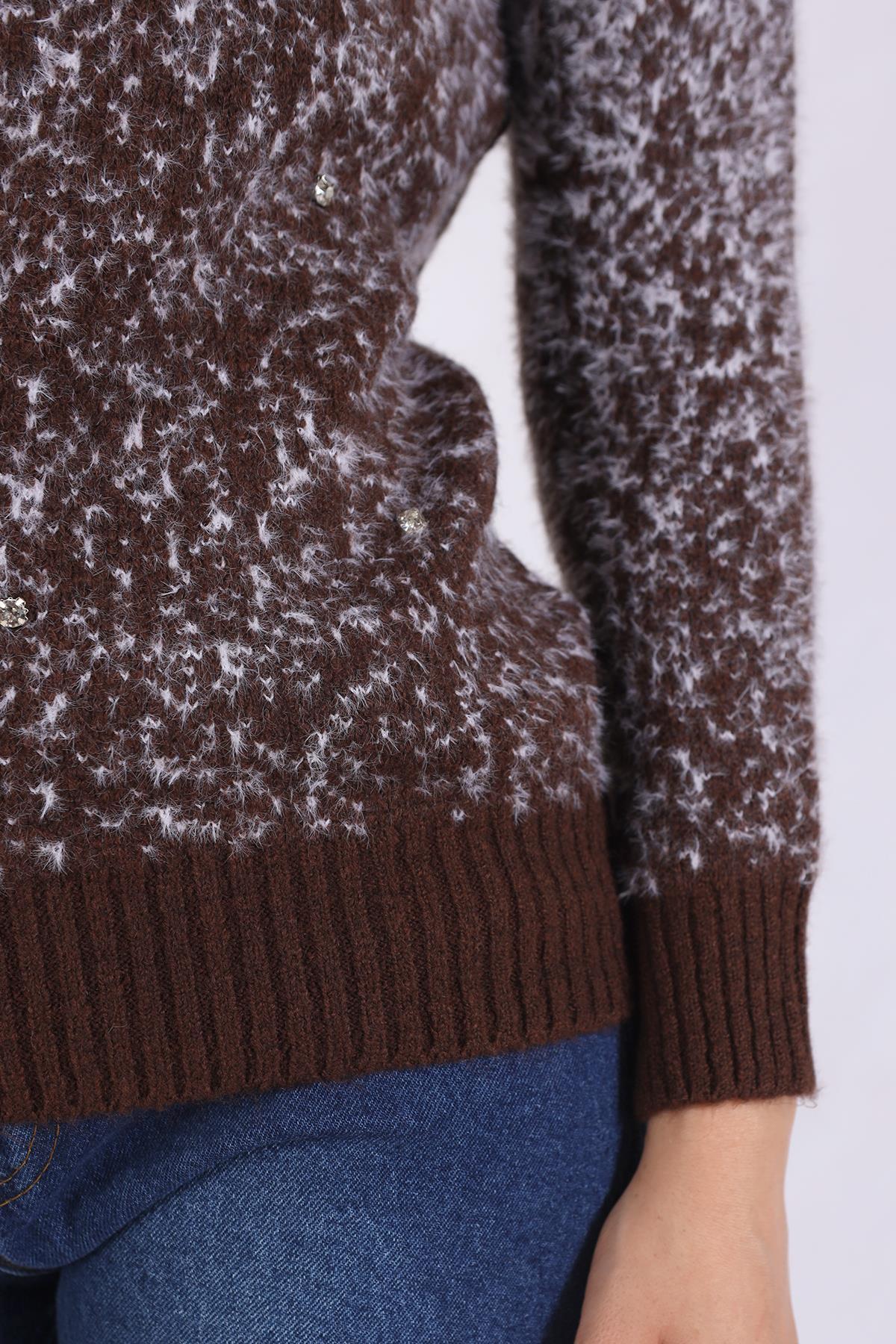 Acı Kahve İnci Detay Yumoş Kazak 604 - 8