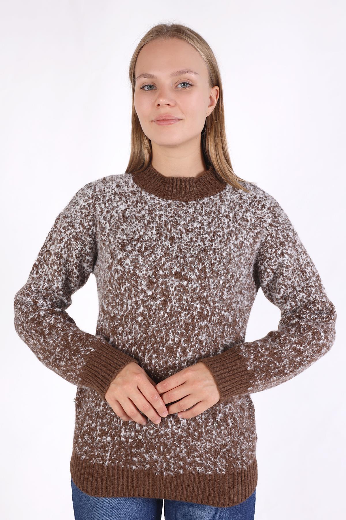 604 İnci Detay Kazak Kahve - 1