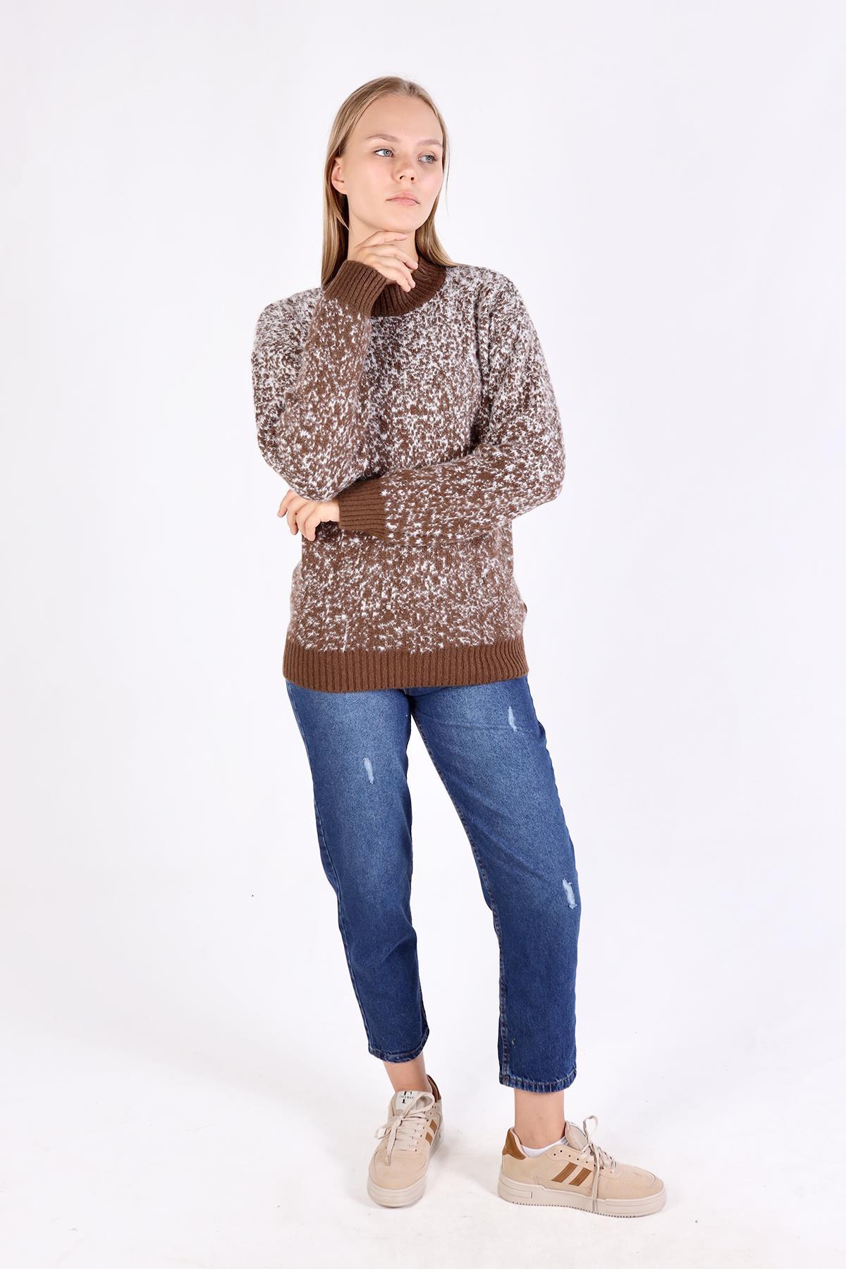 604 İnci Detay Kazak Kahve - 9