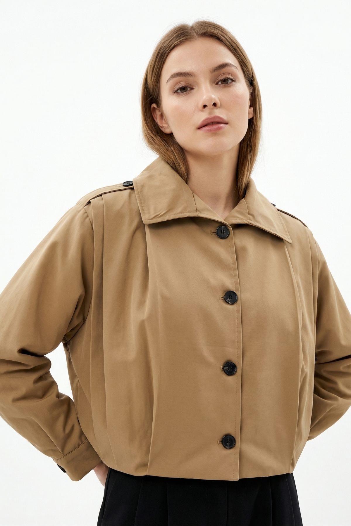 Camel Düğmeli Uzun Kol Ceket 60530 - RAYS (1)