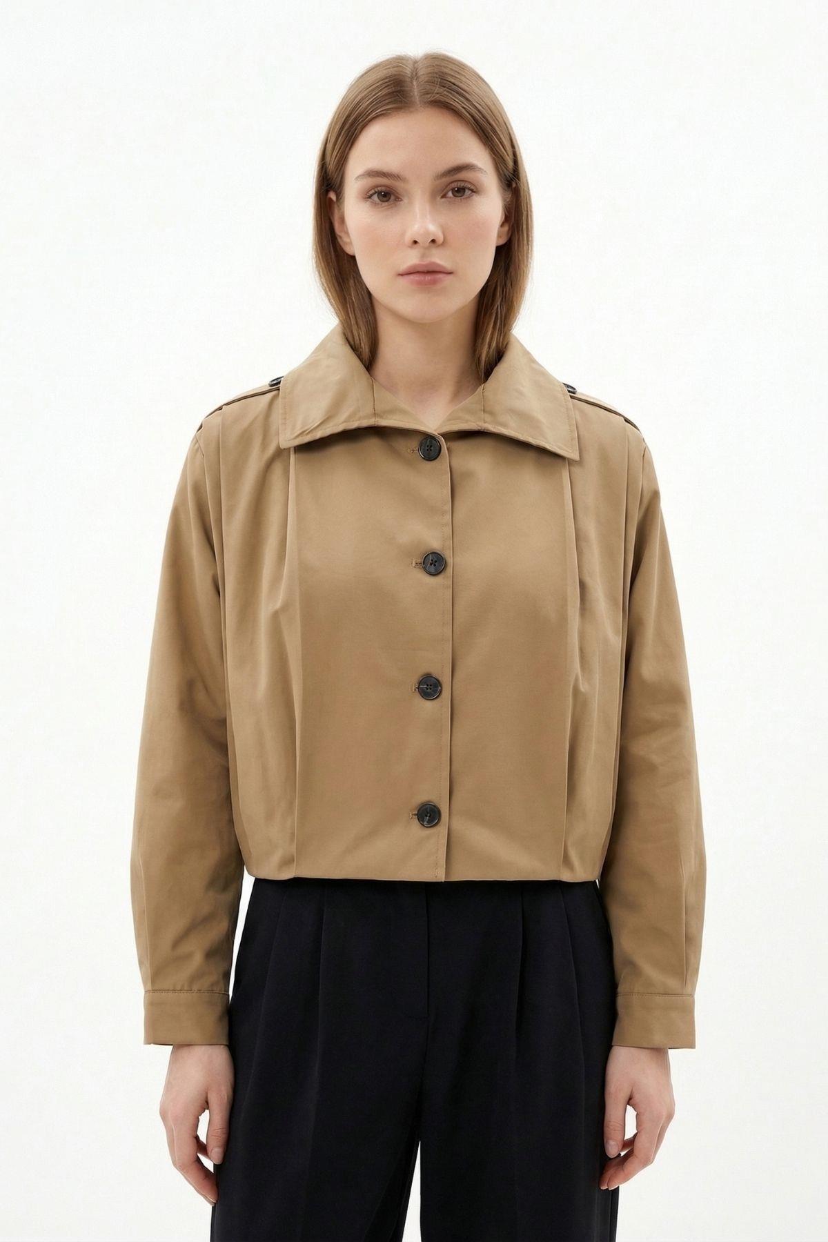 Camel Düğmeli Uzun Kol Ceket 60530 - RAYS