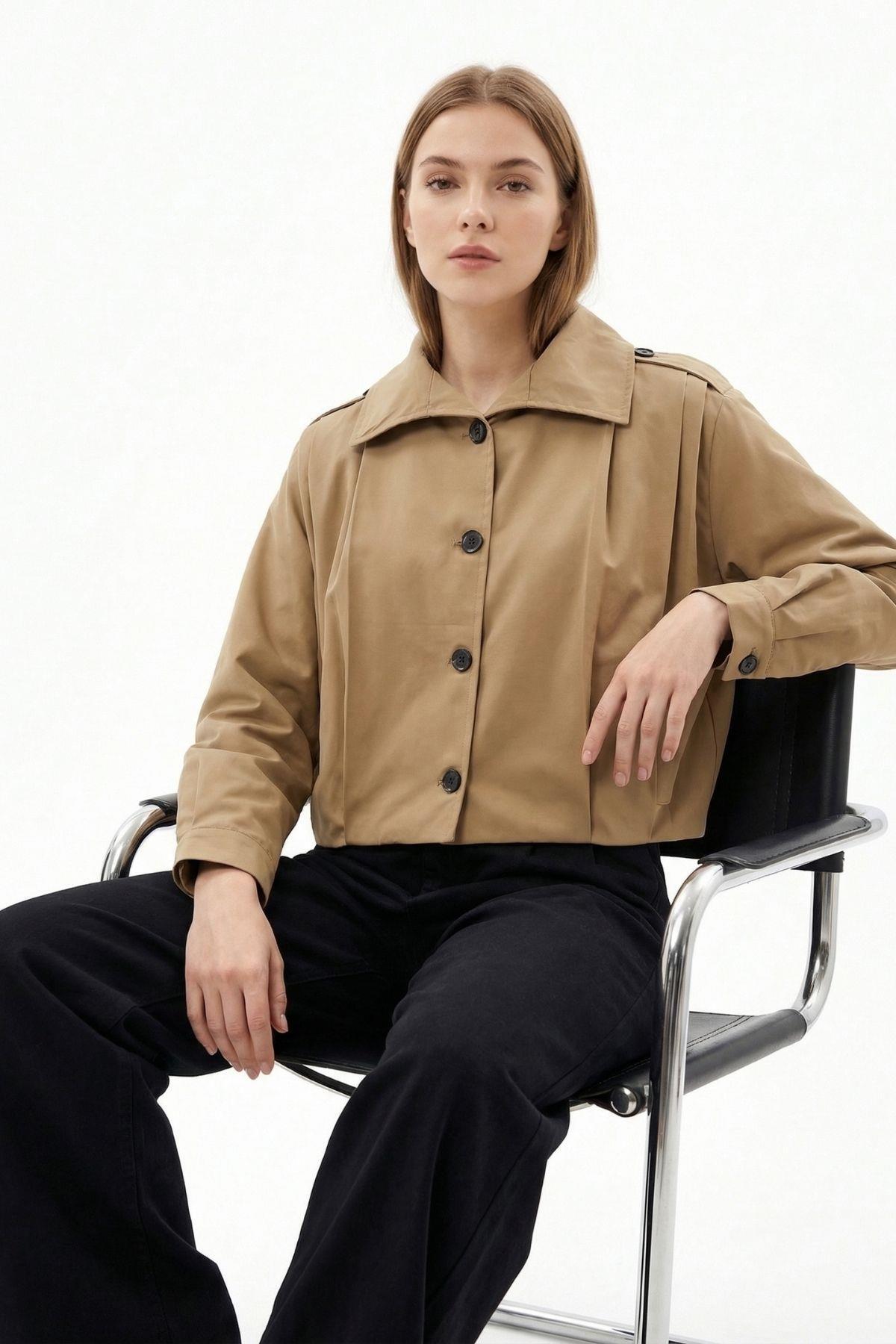 Camel Düğmeli Uzun Kol Ceket 60530 - RAYS