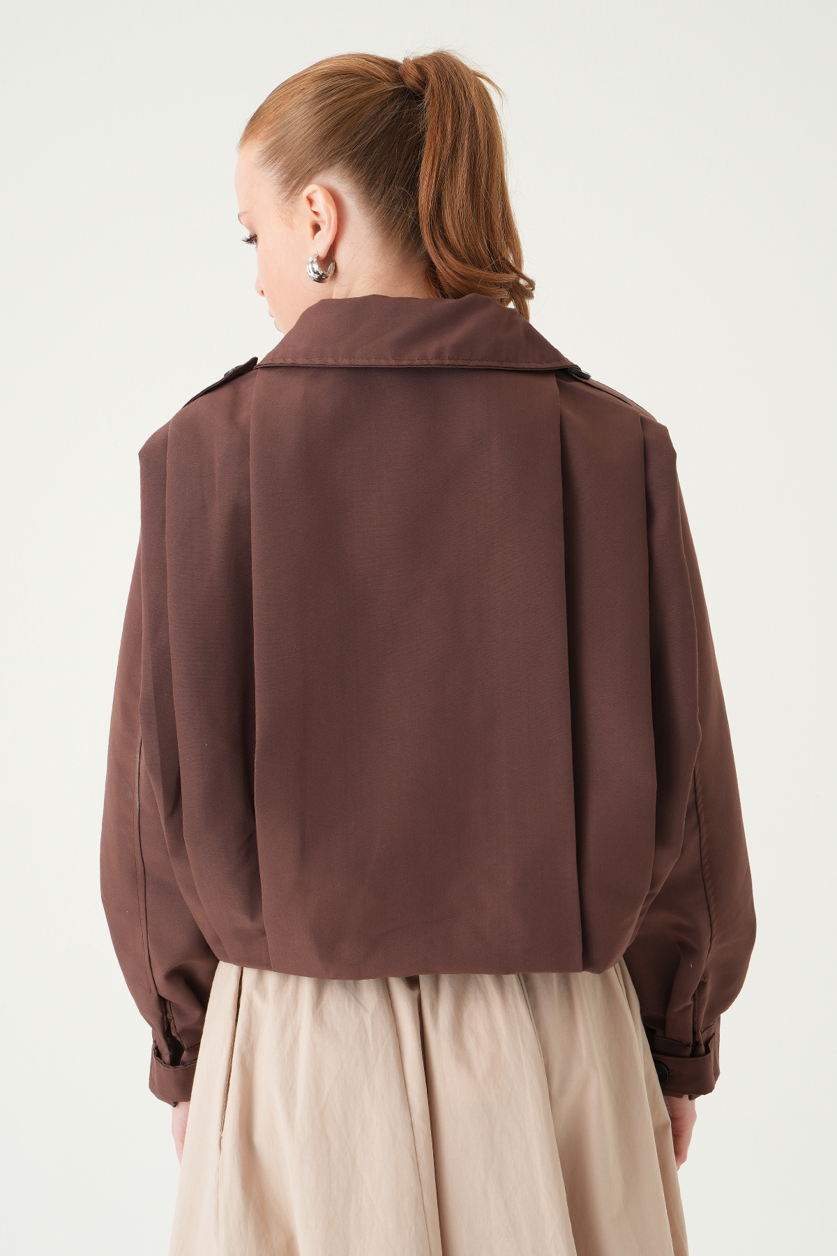 Kahve Düğmeli Uzun Kol Ceket 60530 - 5