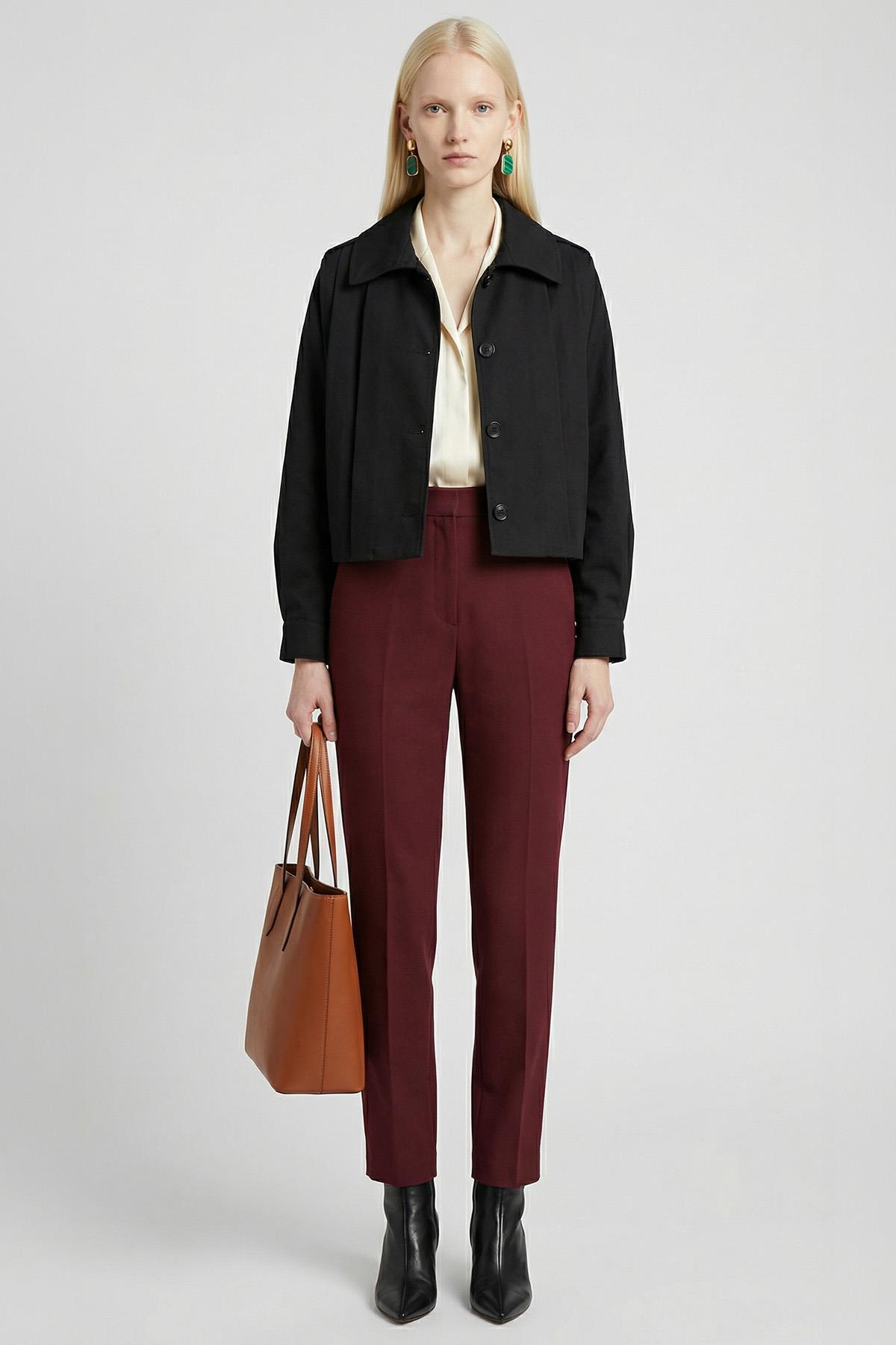 60530 Düğmeli Uzun Kol Ceket Siyah 