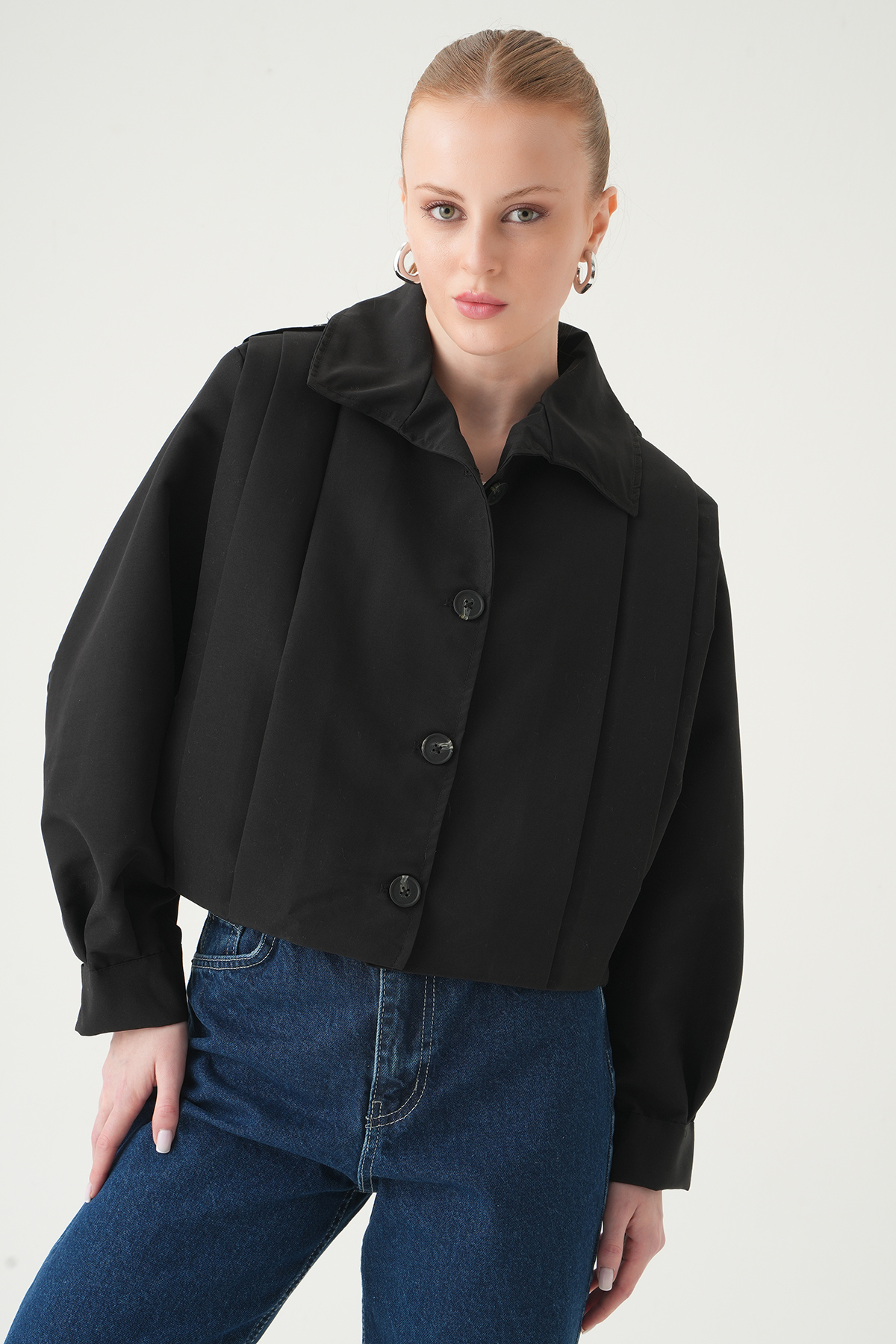 Siyah Düğmeli Uzun Kol Ceket 60530 - 1
