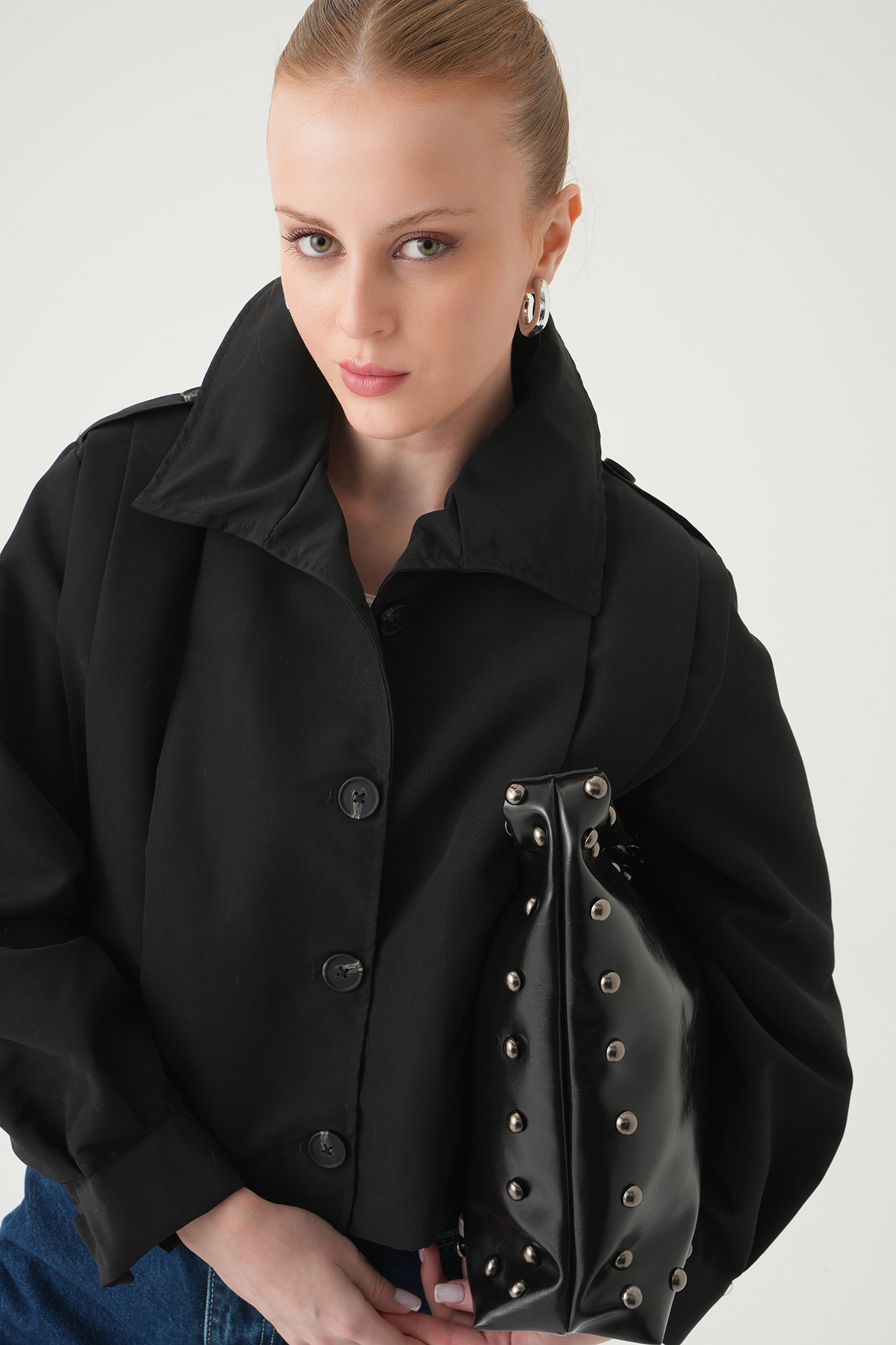 Siyah Düğmeli Uzun Kol Ceket 60530 - 2