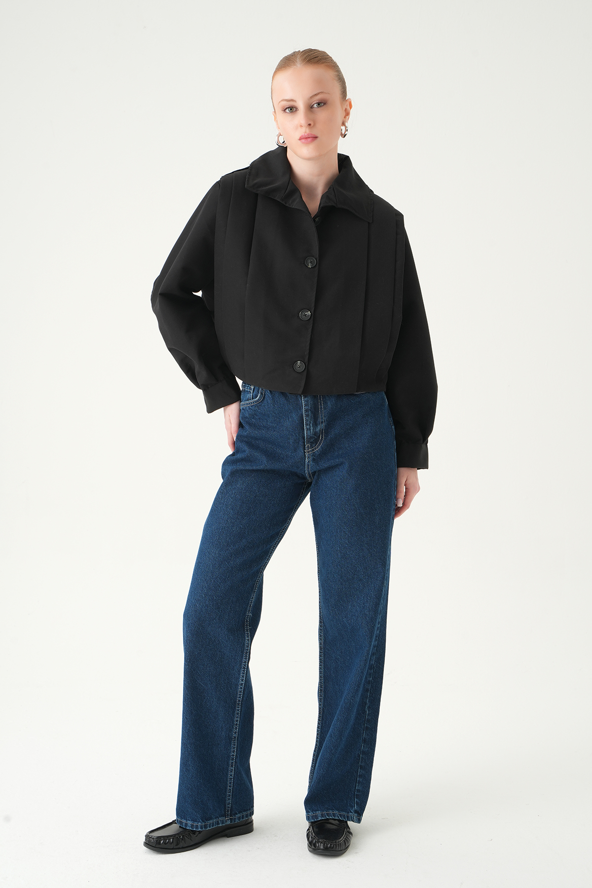 Siyah Düğmeli Uzun Kol Ceket 60530 - 3