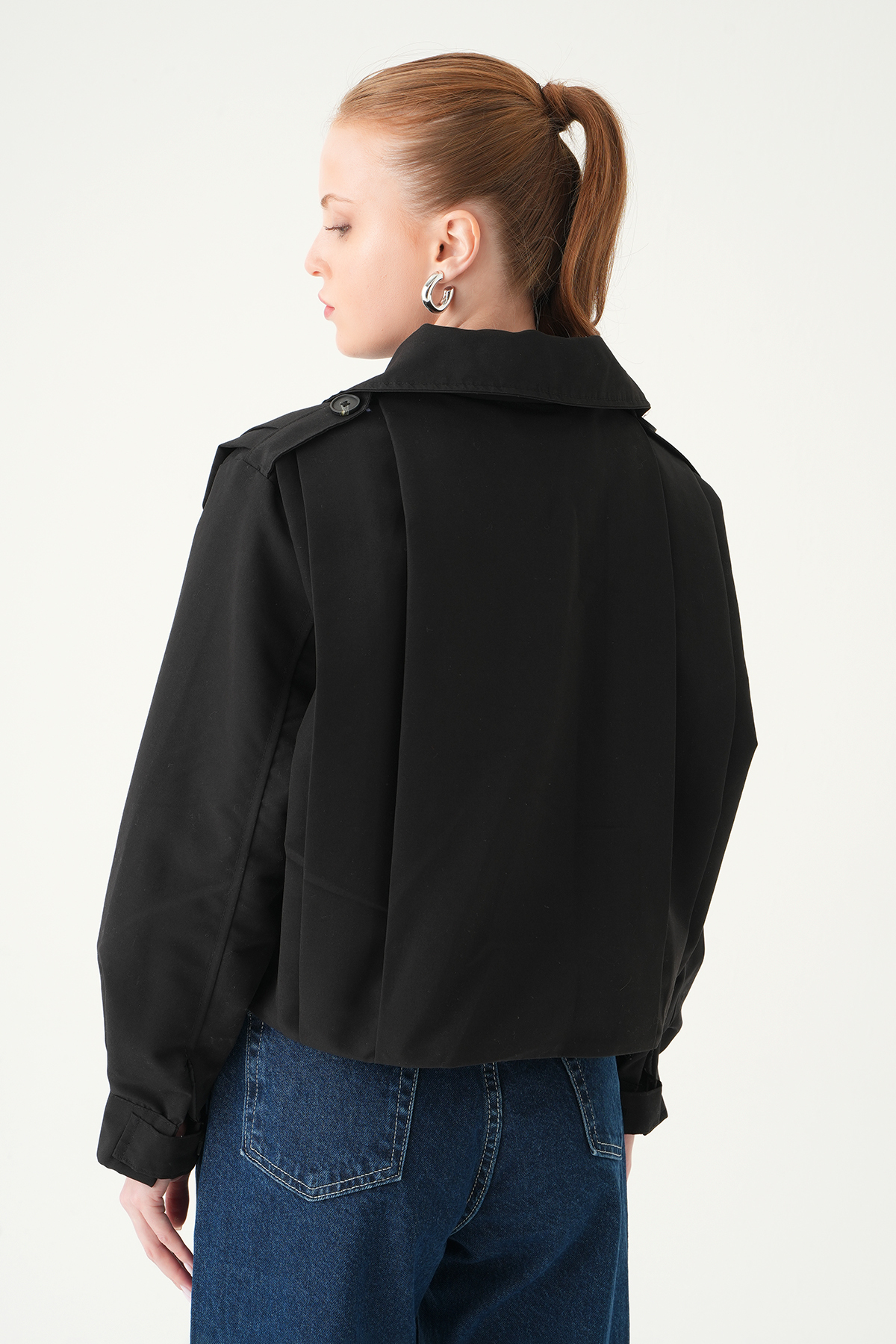 Siyah Düğmeli Uzun Kol Ceket 60530 - 5