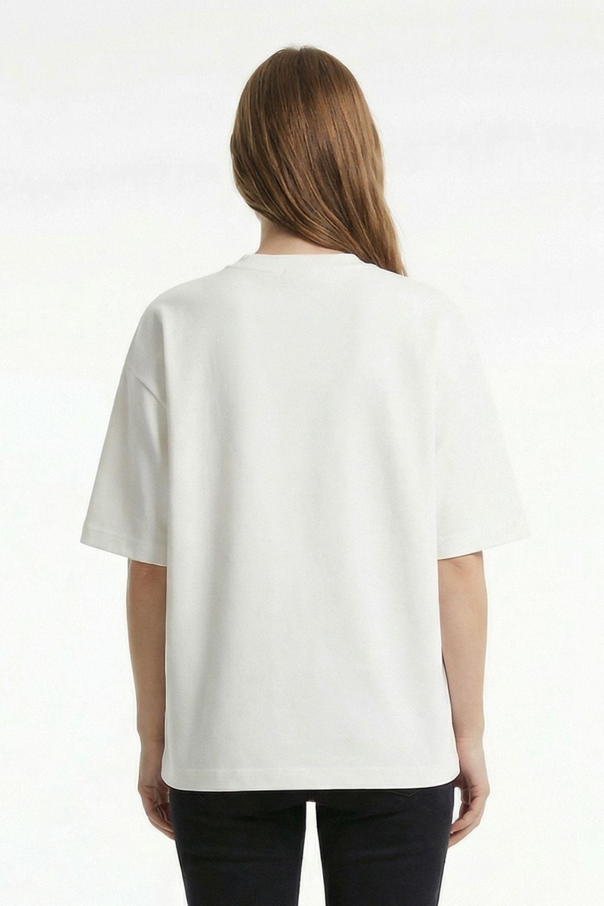 Ekru Bisiklet Yaka Kısa Kol Tişört 6109 - 3