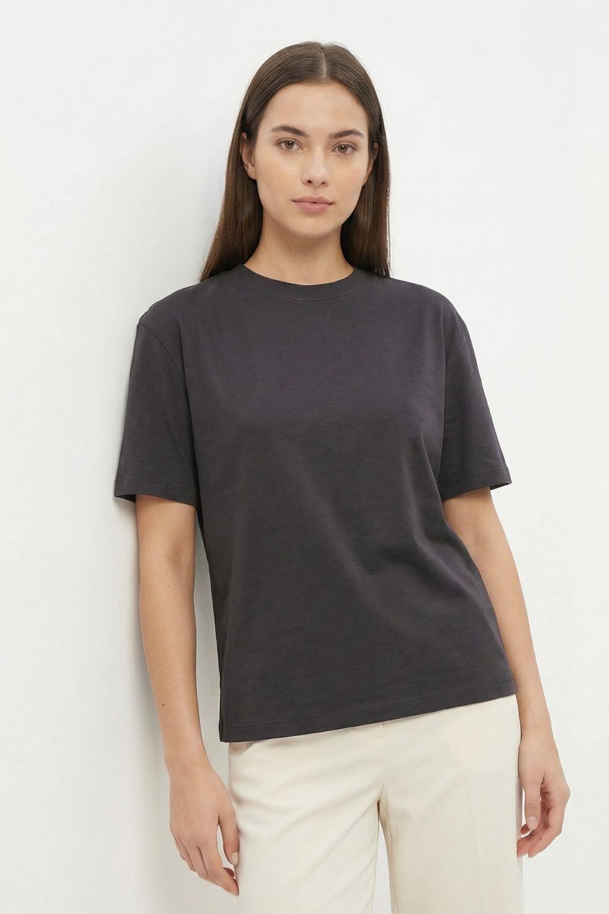 6109 Bisiklet Yaka Kısa Kol Tişört Siyah - RAYS