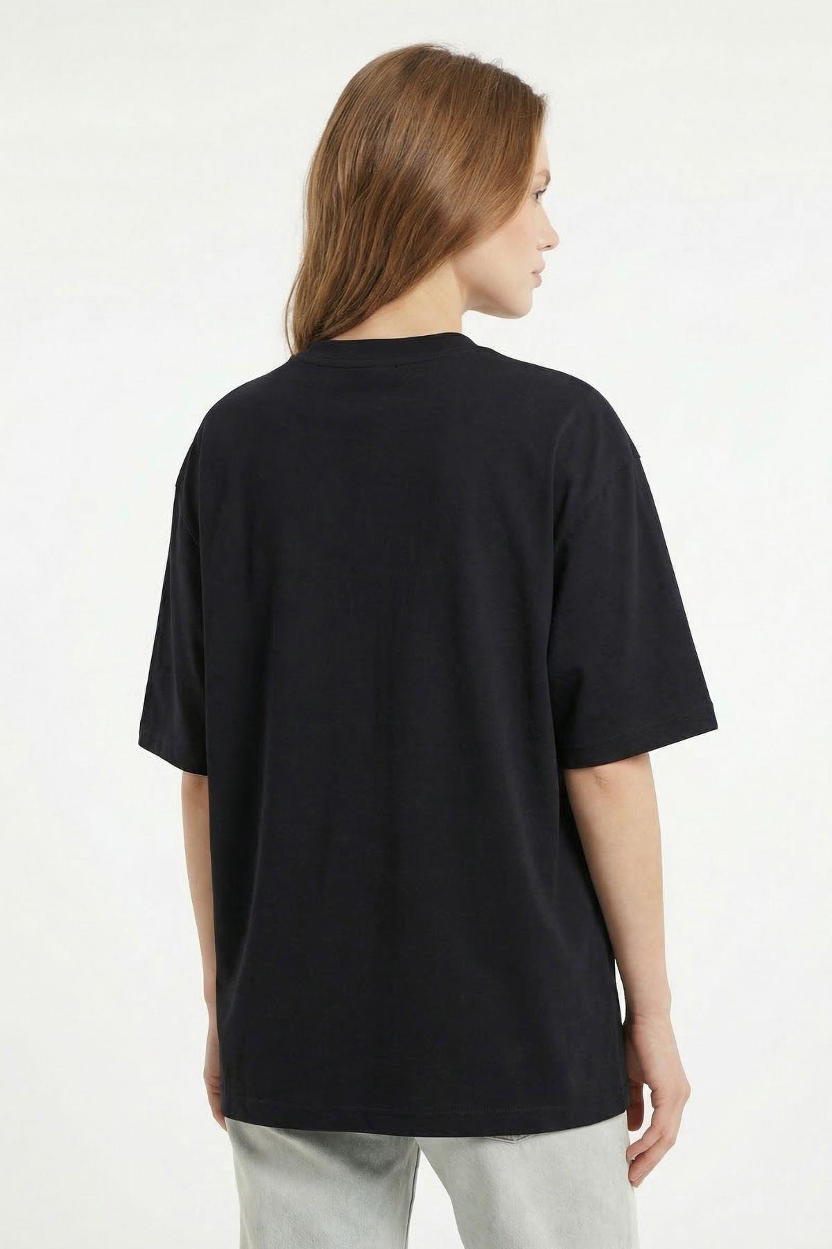 Siyah Bisiklet Yaka Kısa Kol Tişört 6109 - RAYS