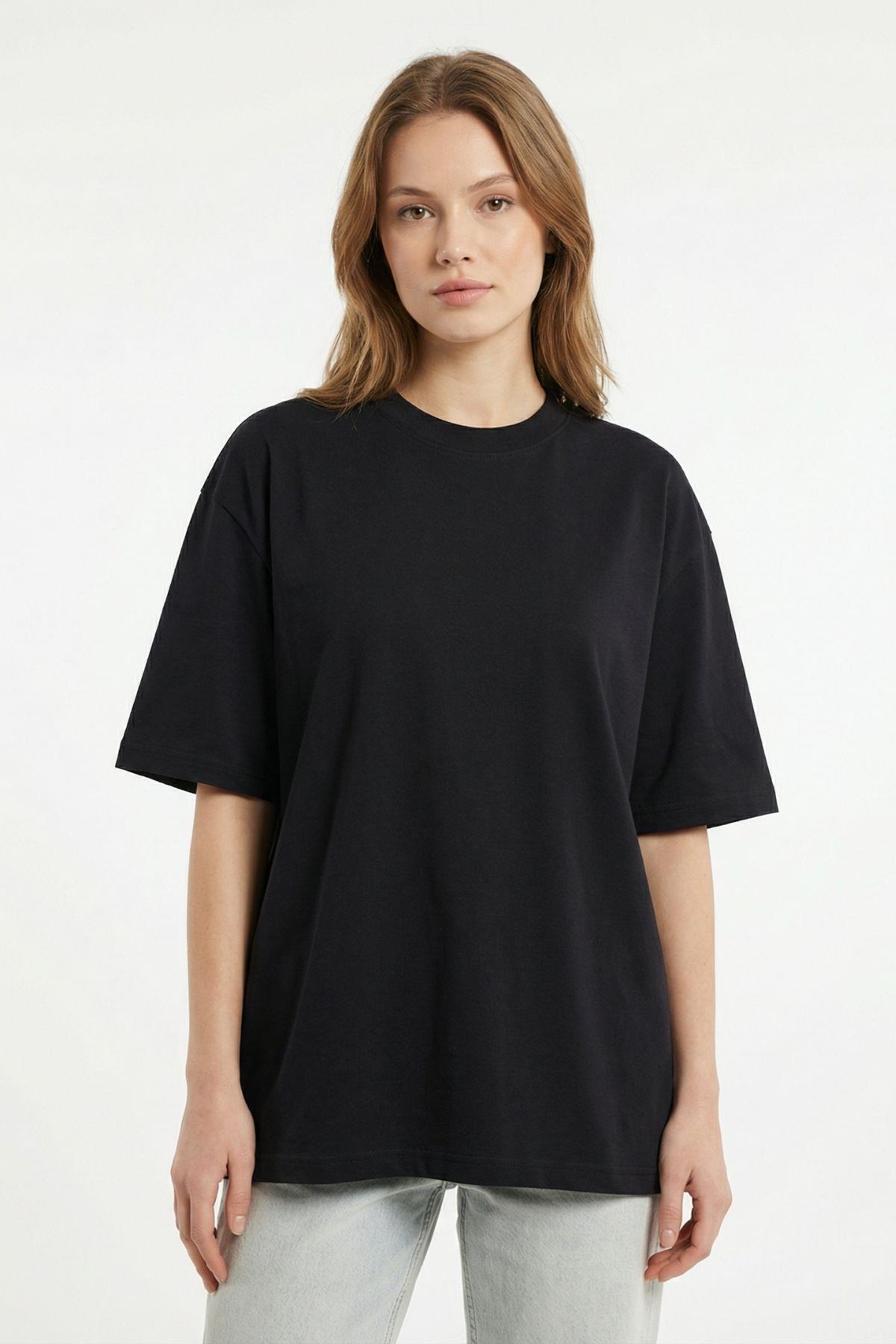 Siyah Bisiklet Yaka Kısa Kol Tişört 6109 - 2