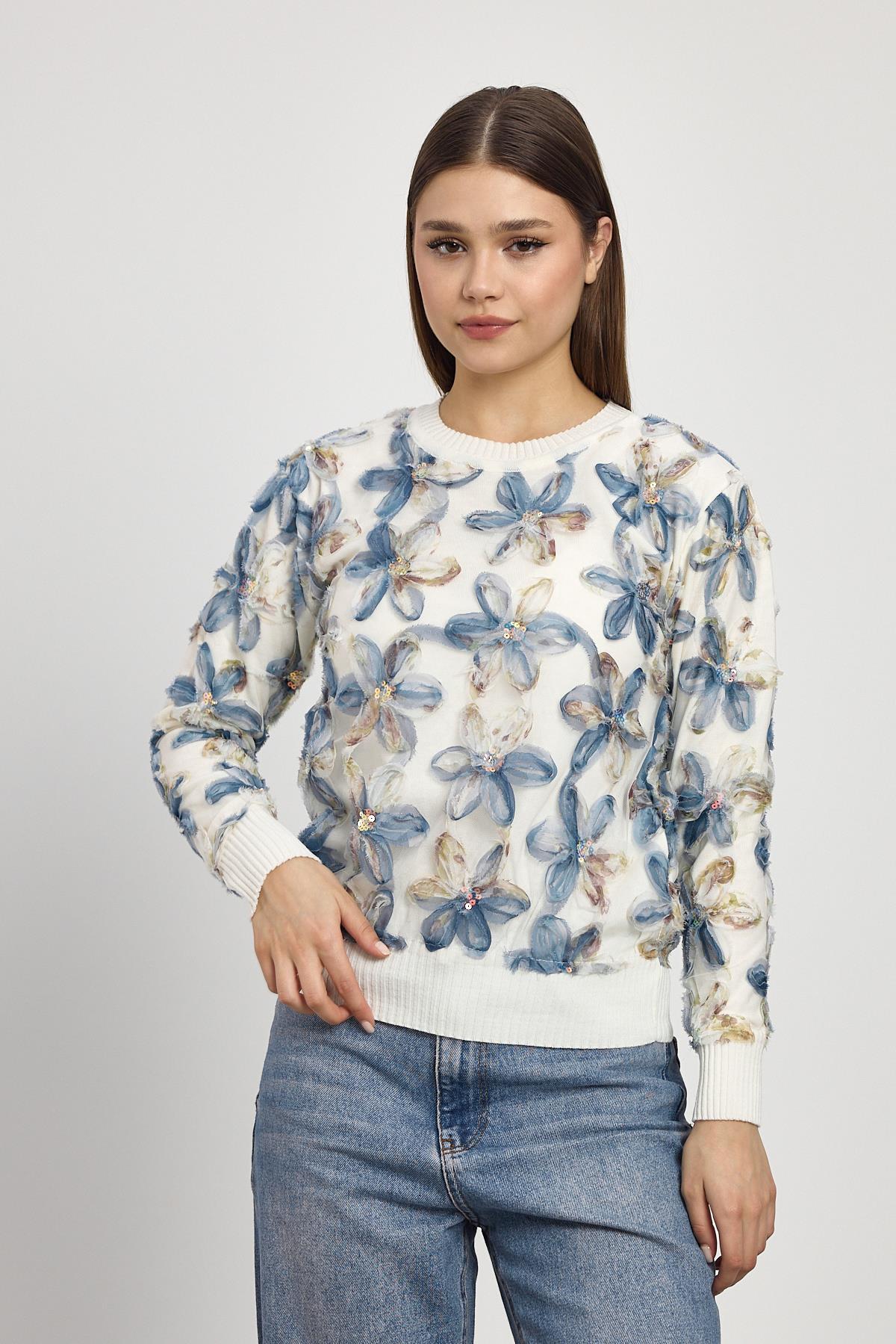 6109 Çiçek Detay Kazak Ekru - RAYS