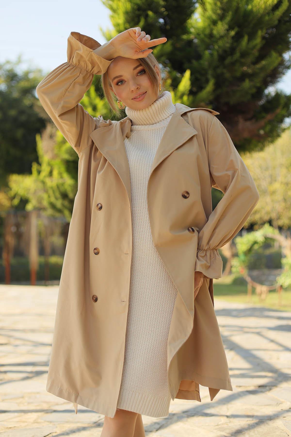 61113-1 Uzun Trenç Camel - 8