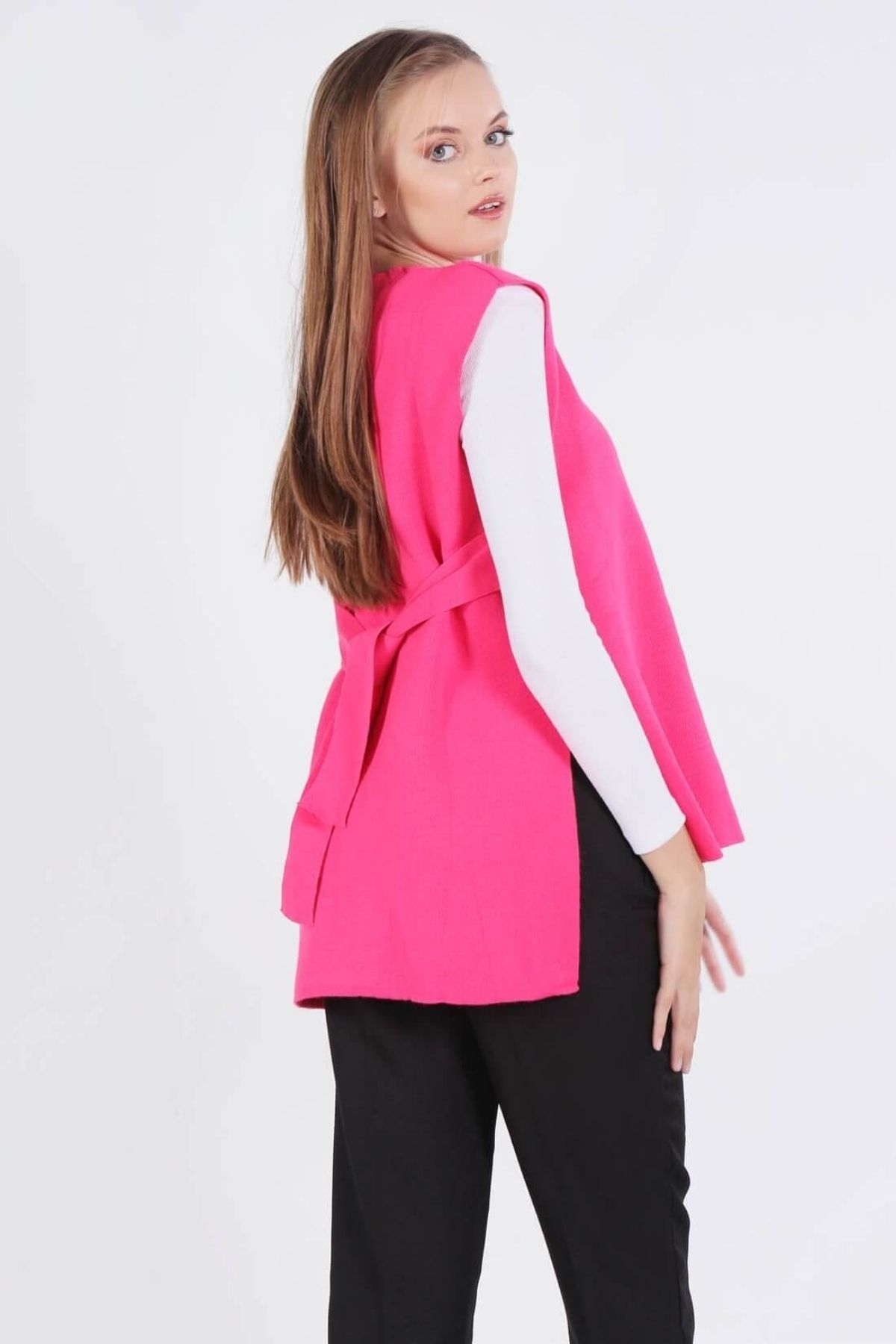 614 Bağlamalı Süveter Fuşya - 2
