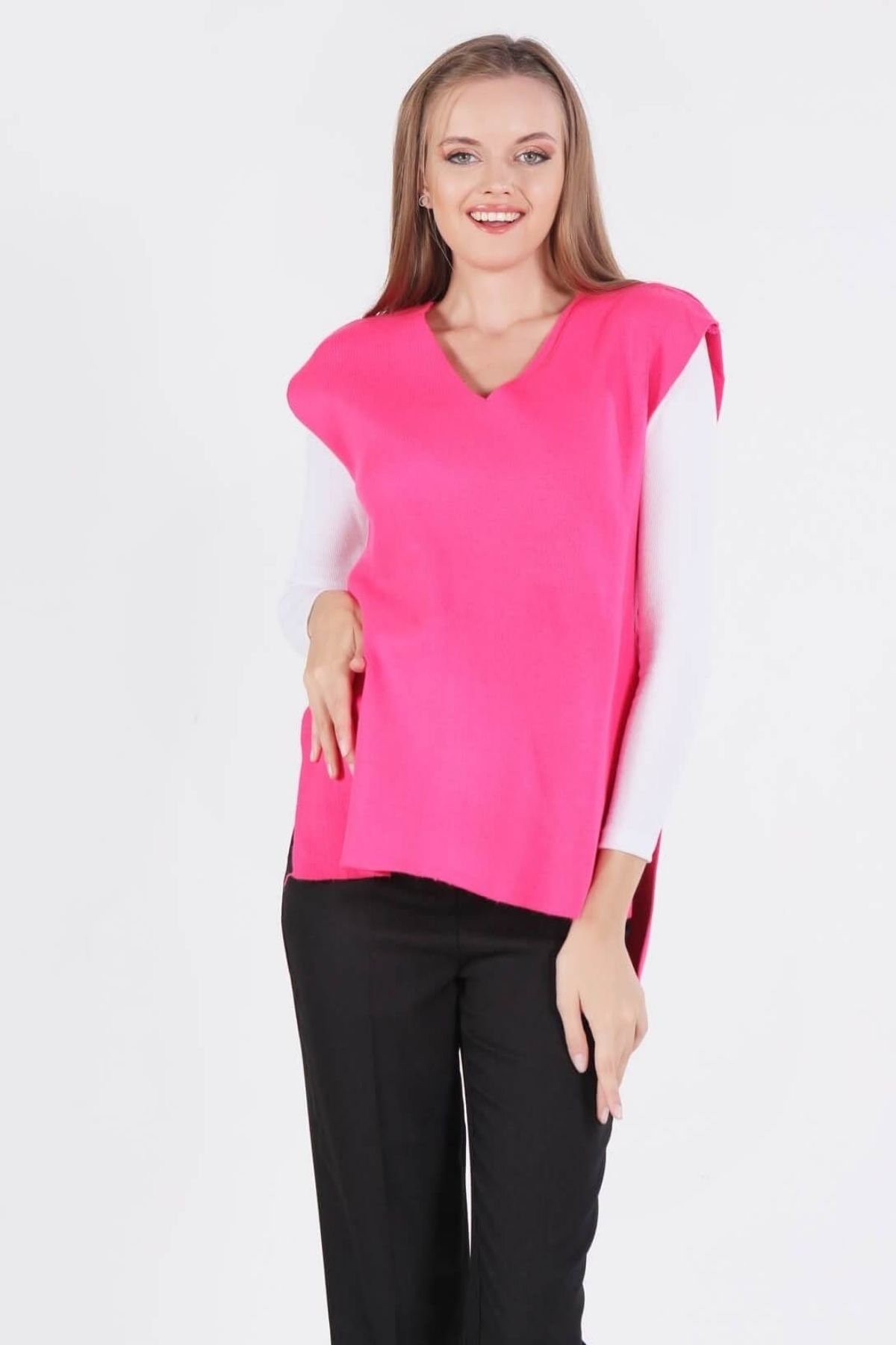 Fuşya Bağlamalı Süveter 614 