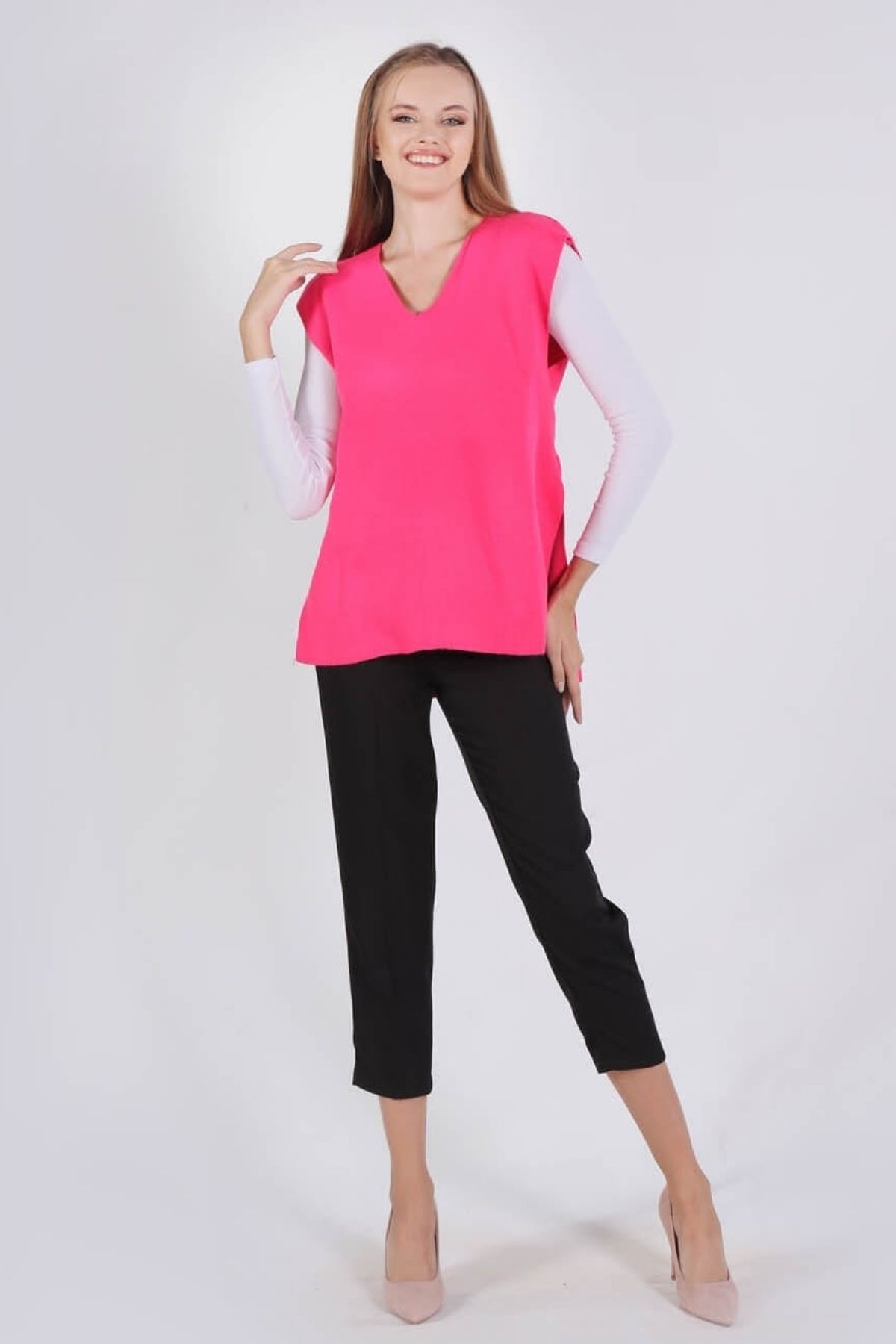 Fuşya Bağlamalı Süveter 614 - 3