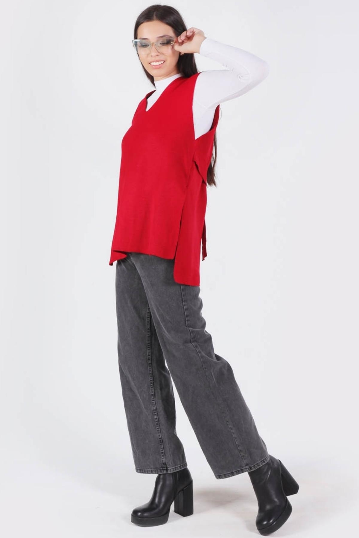 614 Bağlamalı Süveter Kırmızı - 5