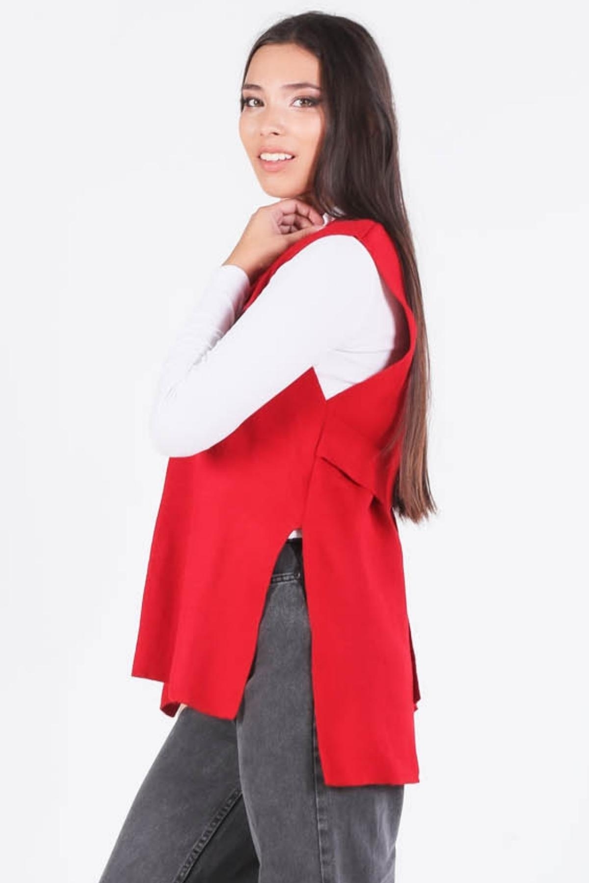 Kırmızı Bağlamalı Süveter 614 - 3