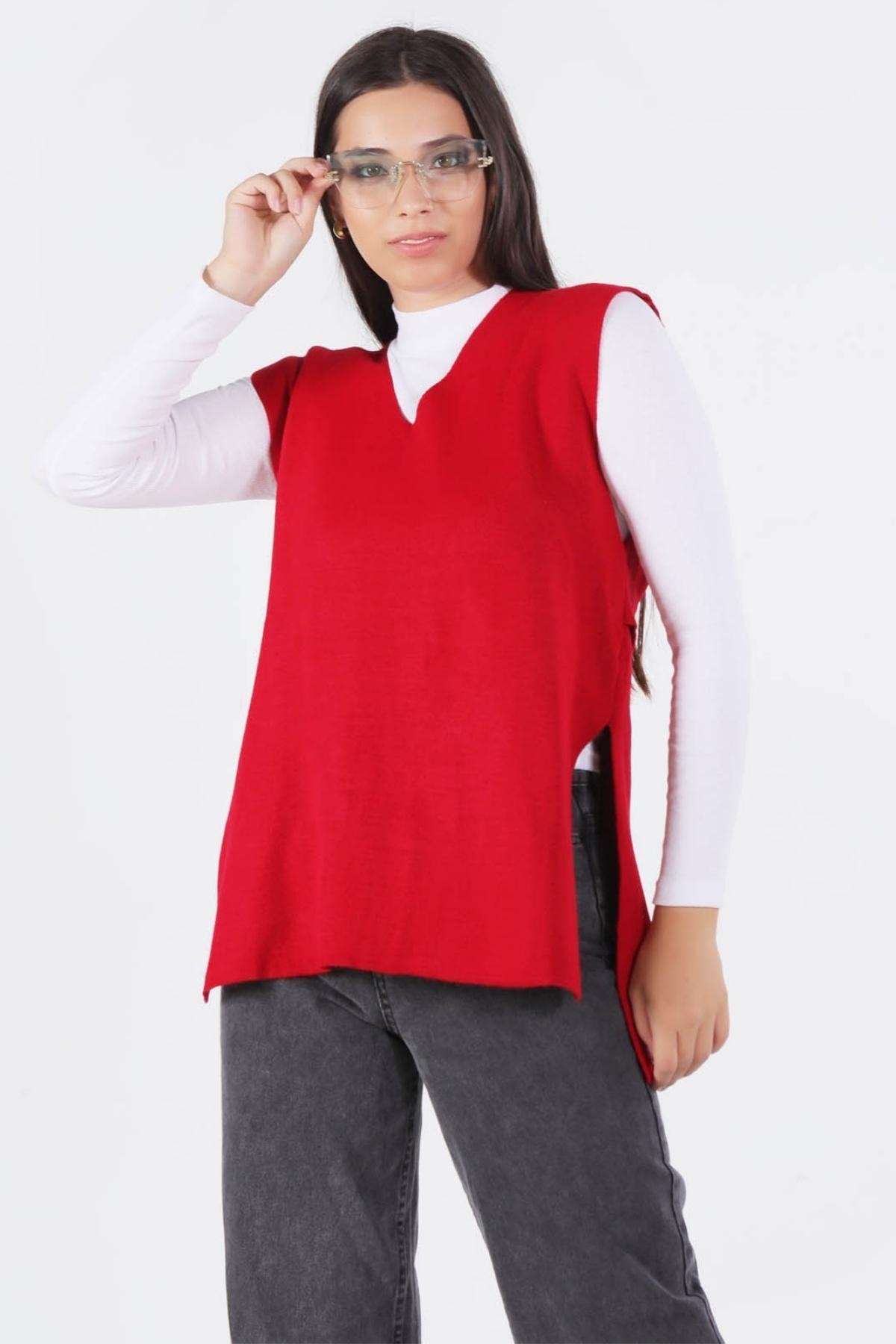 Kırmızı Bağlamalı Süveter 614 - 4