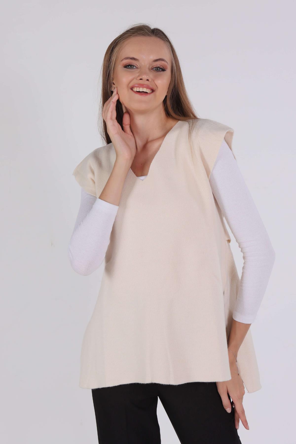 Krem Bağlamalı Süveter 614 - 1
