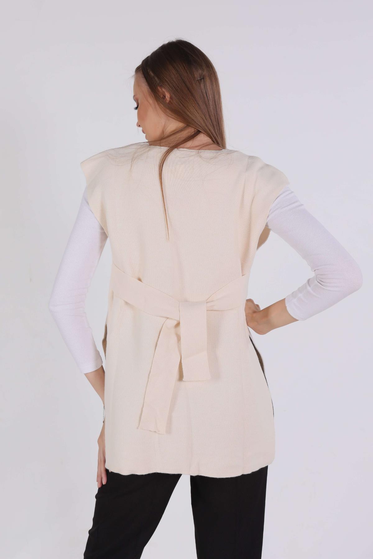 Krem Bağlamalı Süveter 614 - 3