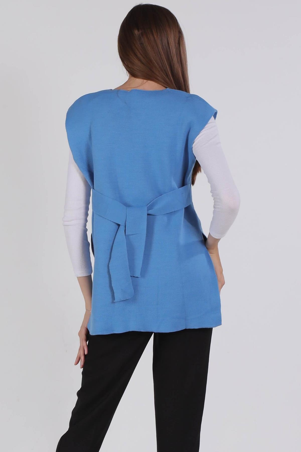 614 Bağlamalı Süveter Mavi - 3