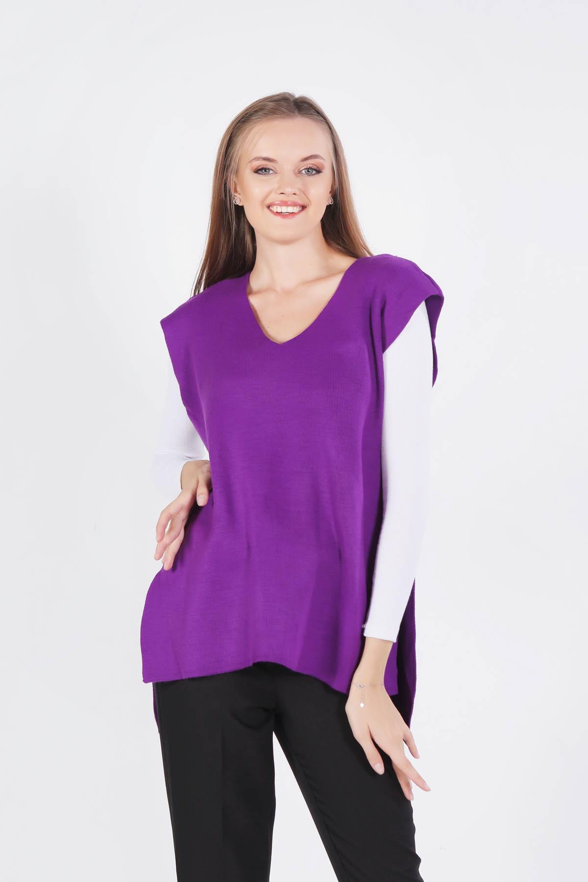 614 Bağlamalı Süveter Mor - 1