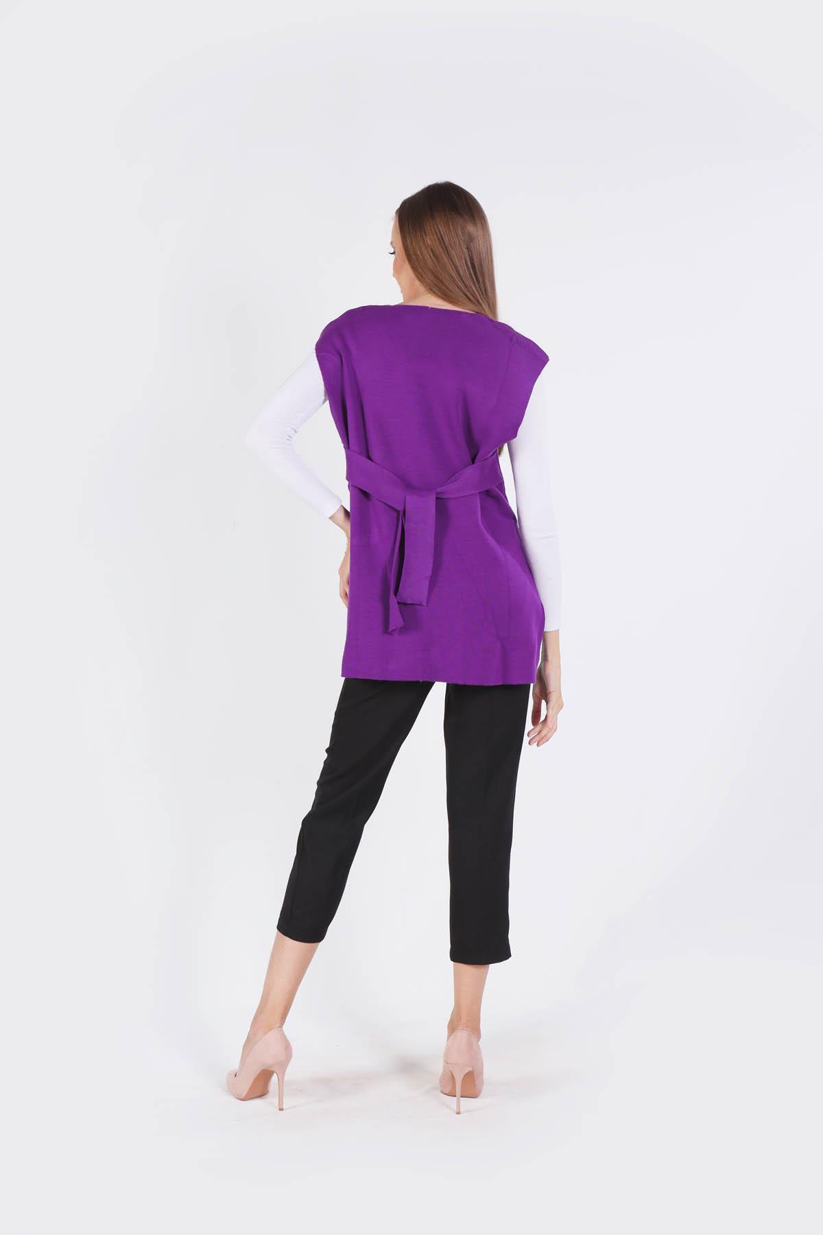 614 Bağlamalı Süveter Mor - 4