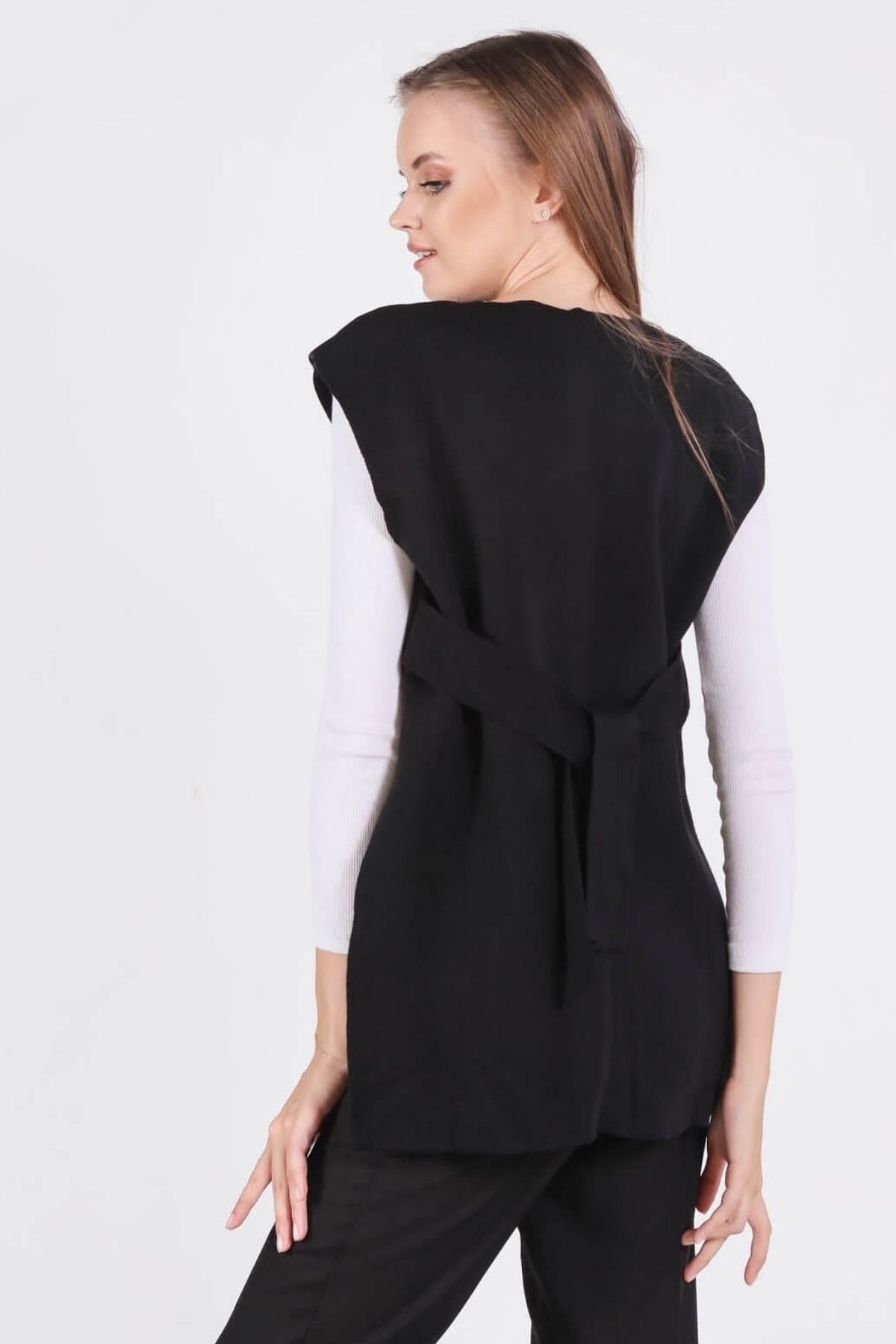 614 Bağlamalı Süveter Siyah - 2