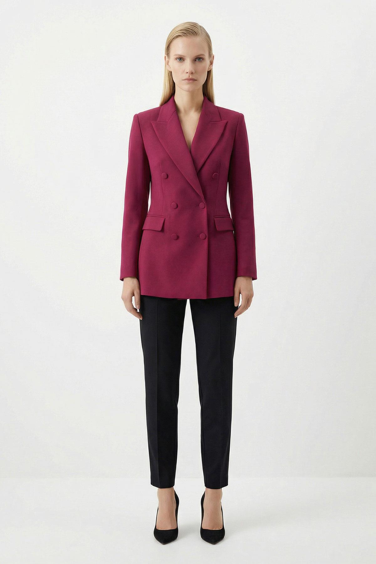 Bordo Düğmeli Cepli Ceket 6212 - RAYS