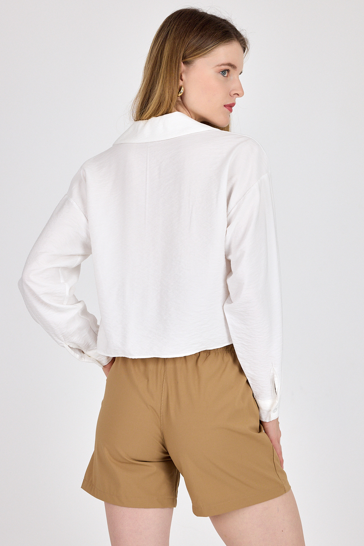 Beyaz Çiçek Nakışlı Gömlek 6232 - 5