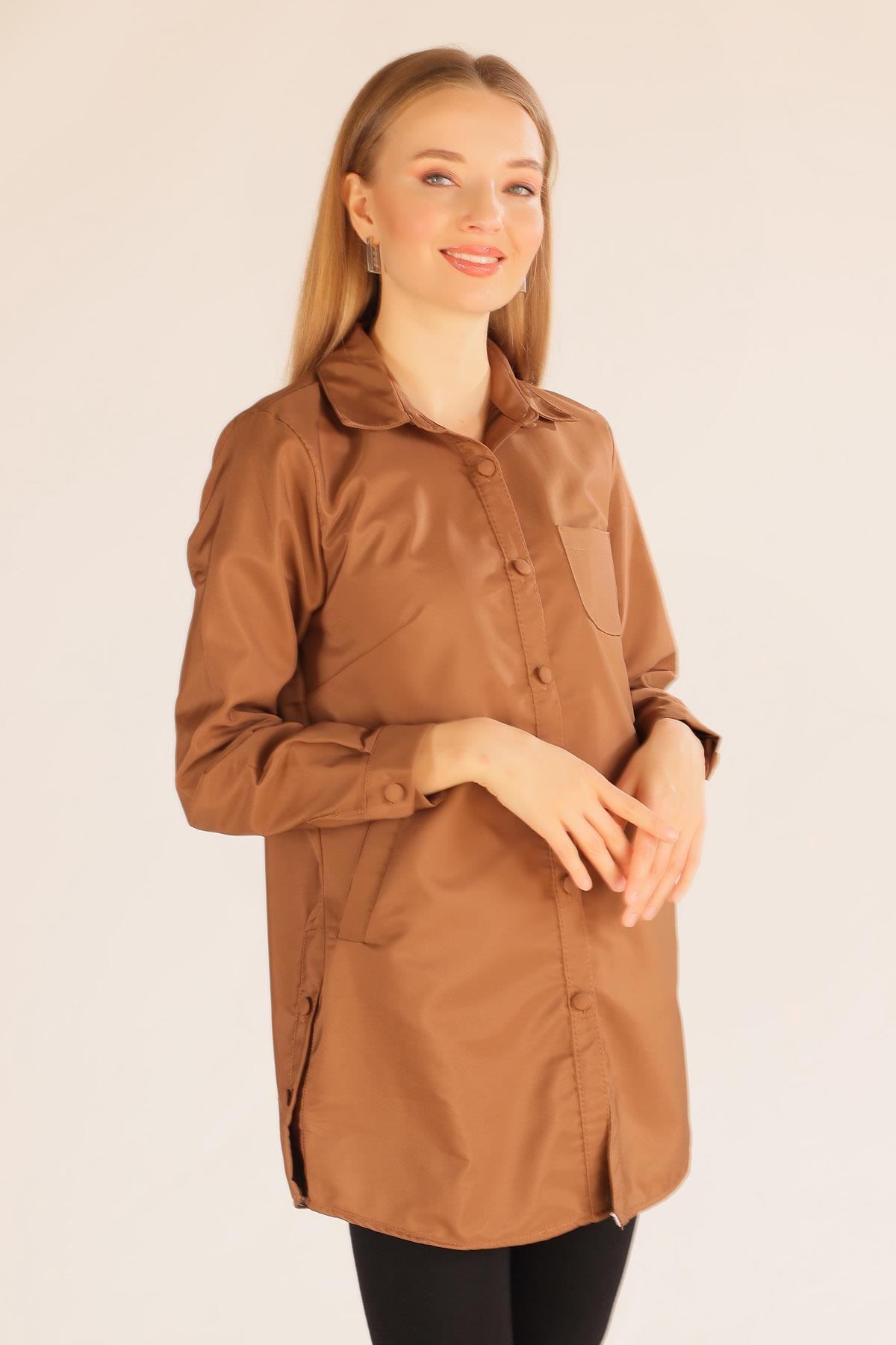 Taba Cep Detay Düğmeli Trençkot 6265 - 1