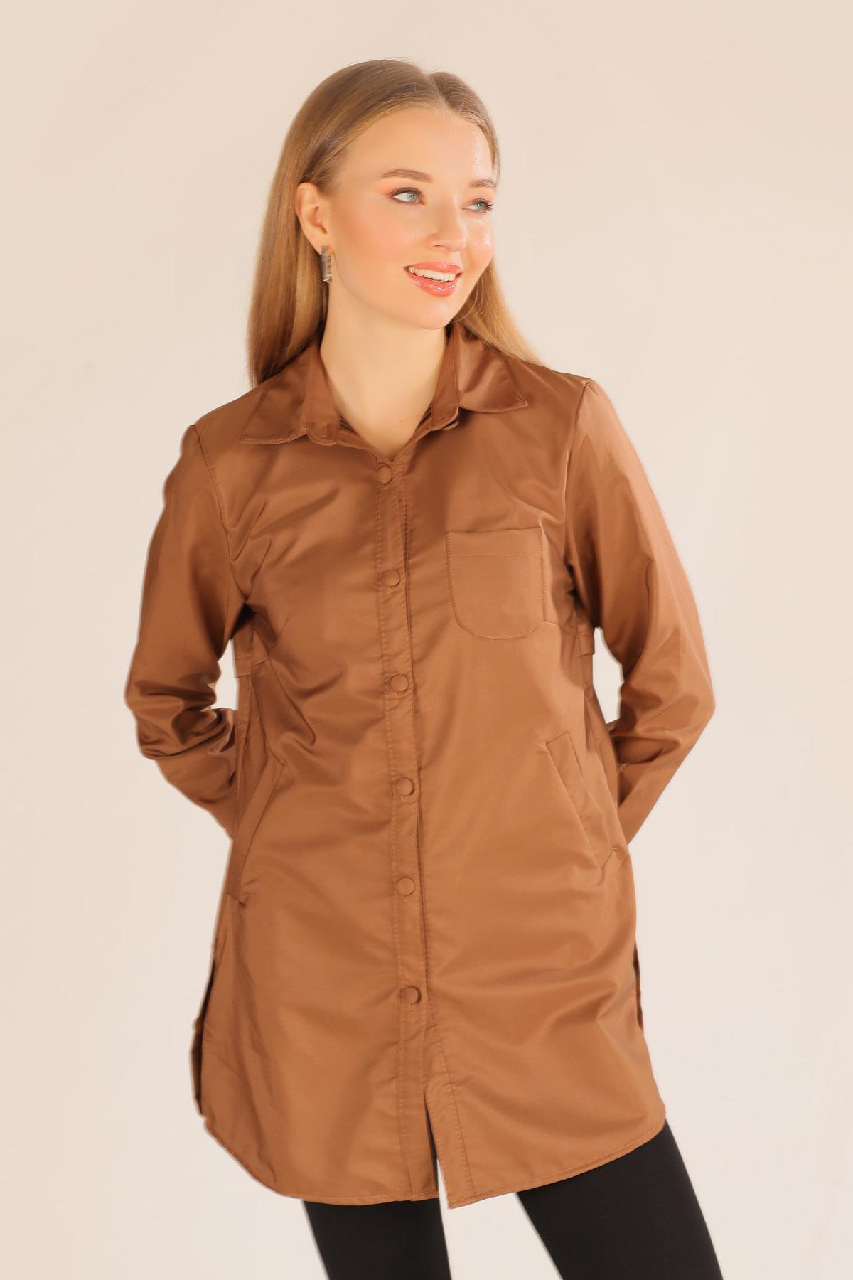 Taba Cep Detay Düğmeli Trençkot 6265 - 2