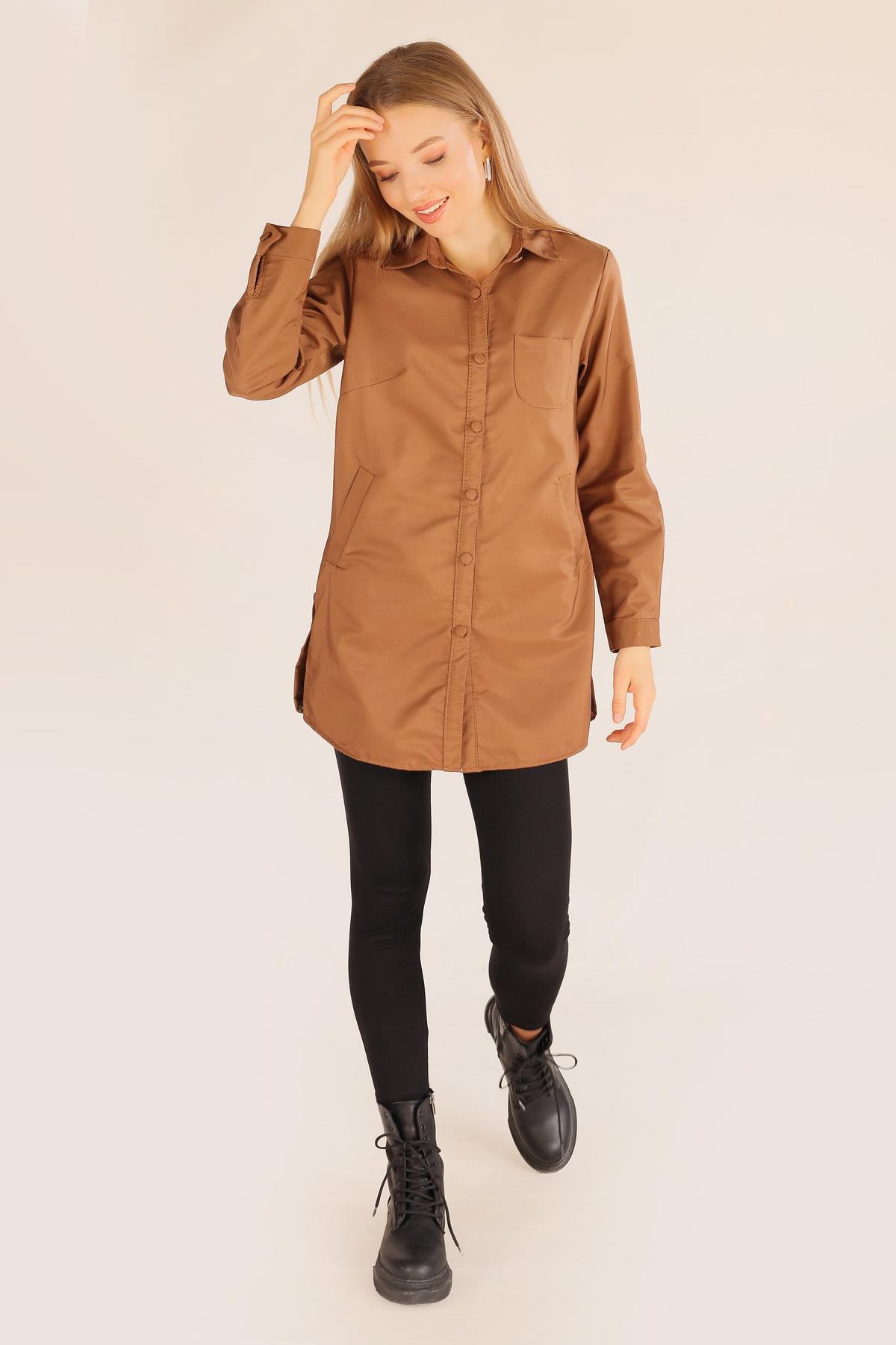 Taba Cep Detay Düğmeli Trençkot 6265 - 3