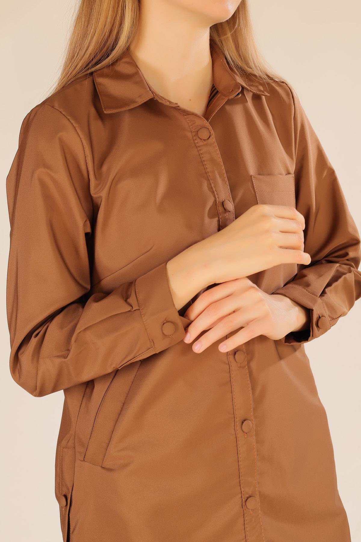 Taba Cep Detay Düğmeli Trençkot 6265 - 5