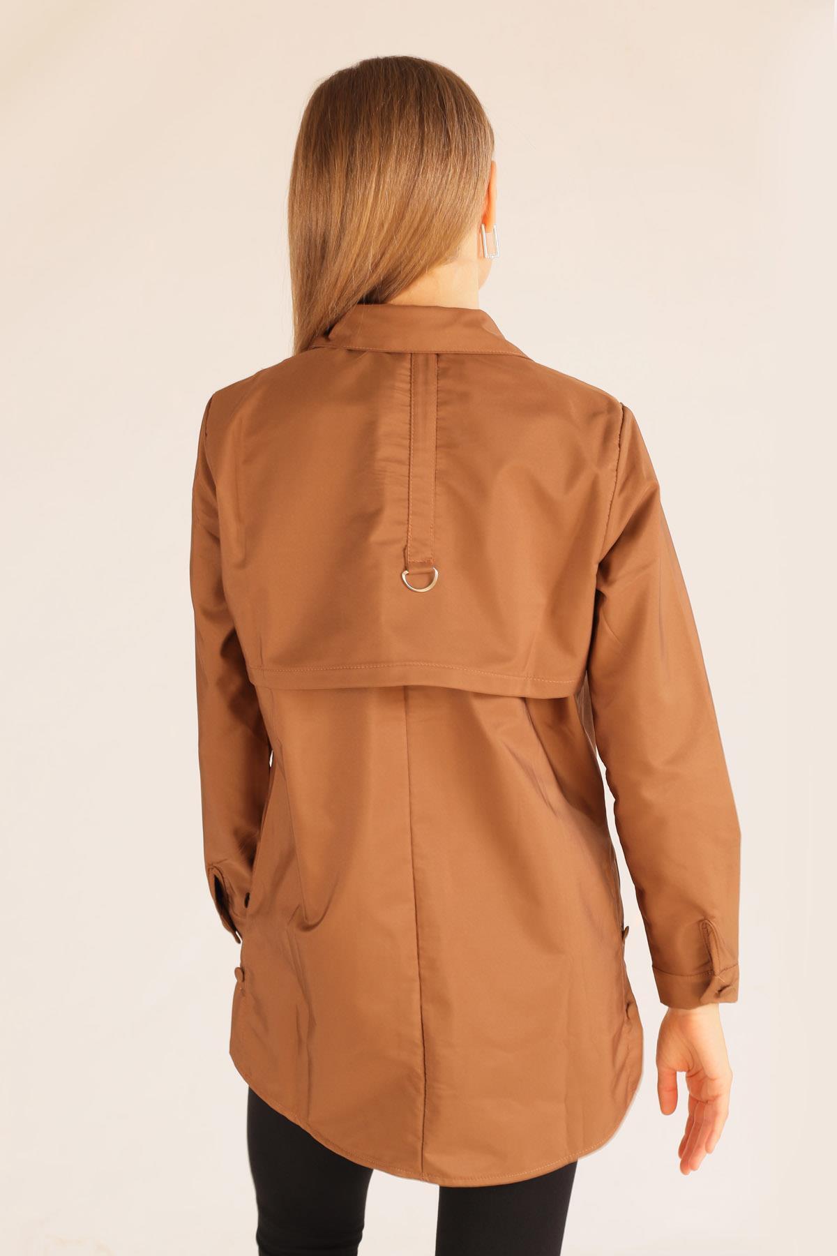 Taba Cep Detay Düğmeli Trençkot 6265 - 6