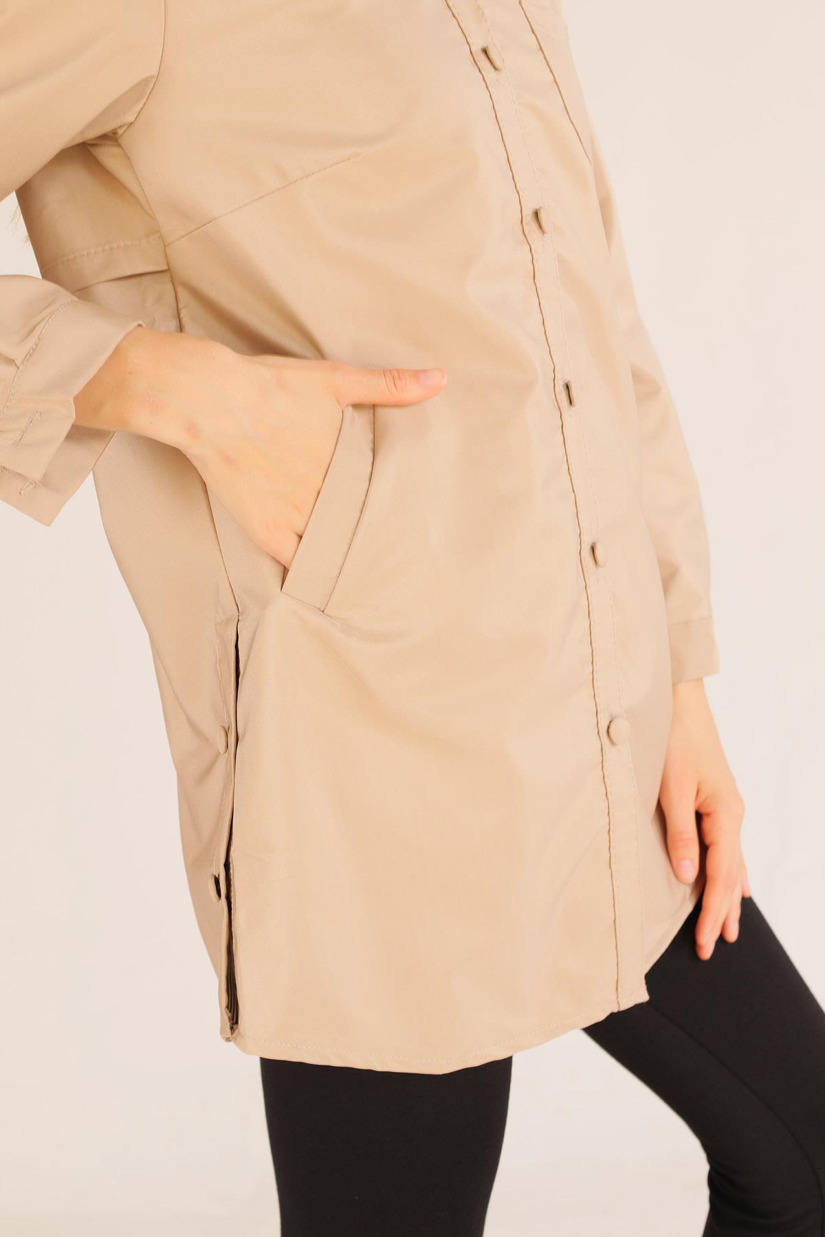 Taş Cep Detay Düğmeli Trençkot 6265 - 7