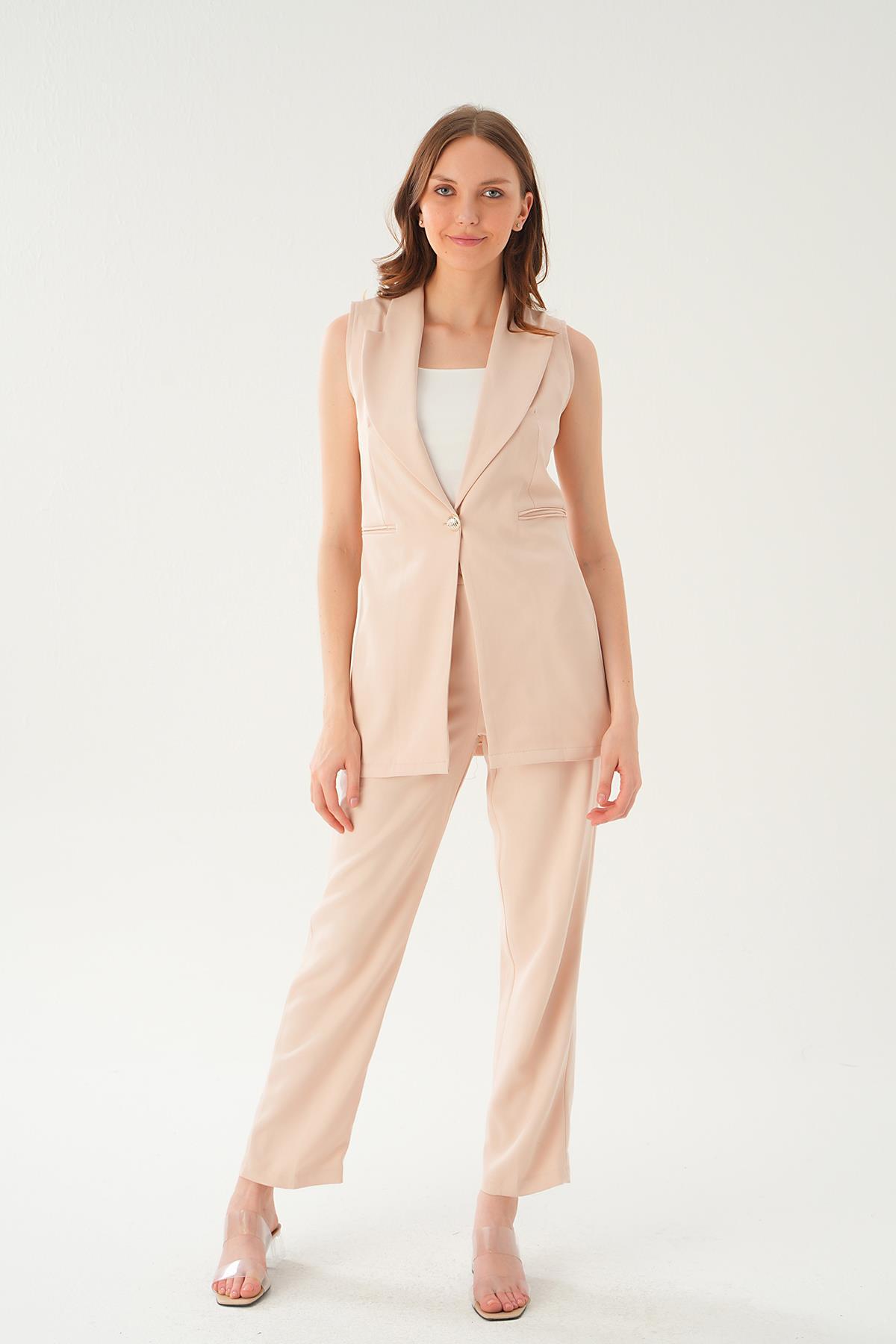 Bej Cep Detay Pantolon Takım 6303 - 6