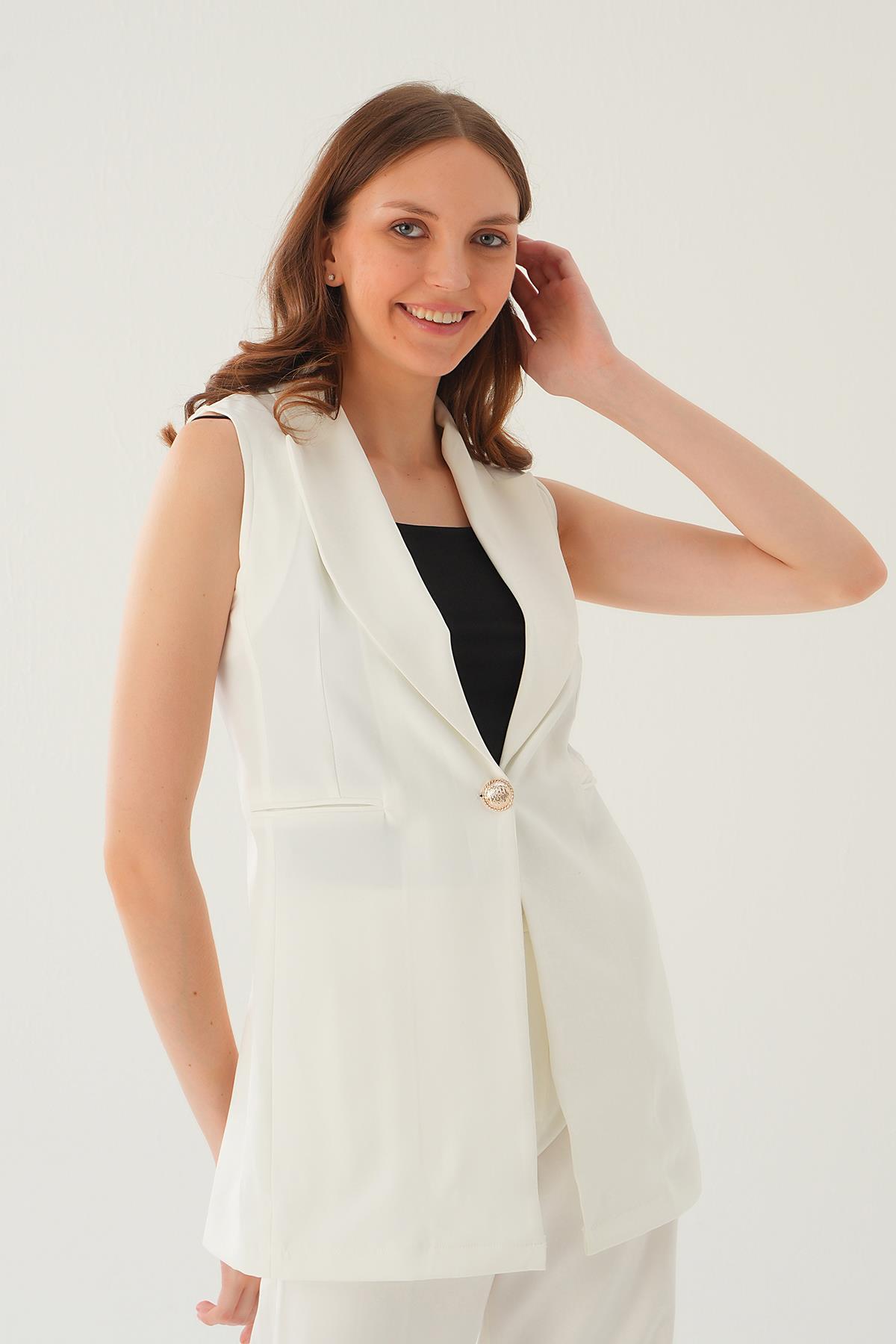 Beyaz Cep Detay Pantolon Takım 6303 - 3